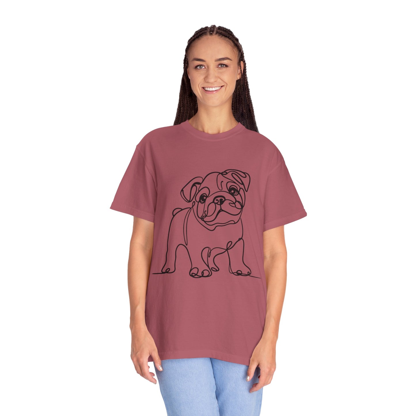 Unisex Garment-Dyed T-shirt with Minimalist Bulldog Design