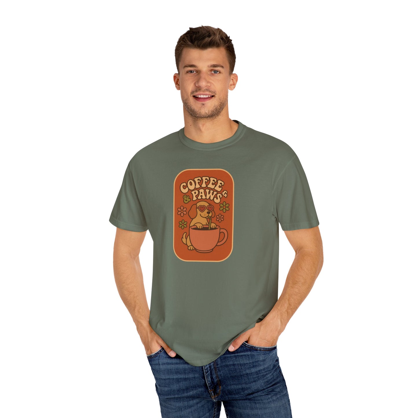 Coffee Paws Unisex T-shirt - Perfect for Dog Lovers, Casual Wear, Gift for Pet Owners, Cozy Vibe, Every Day Wear