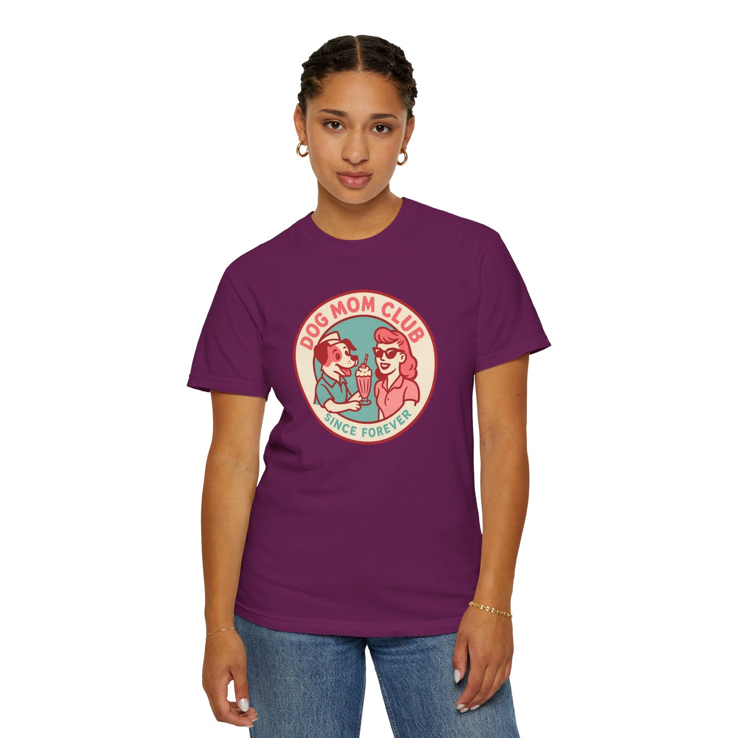 Dog Mom Club Garment-Dyed Tee | Casual Women's T-Shirt | Pet Lover Gift | Dog Mom Apparel | Cute Animal Lover Shirt