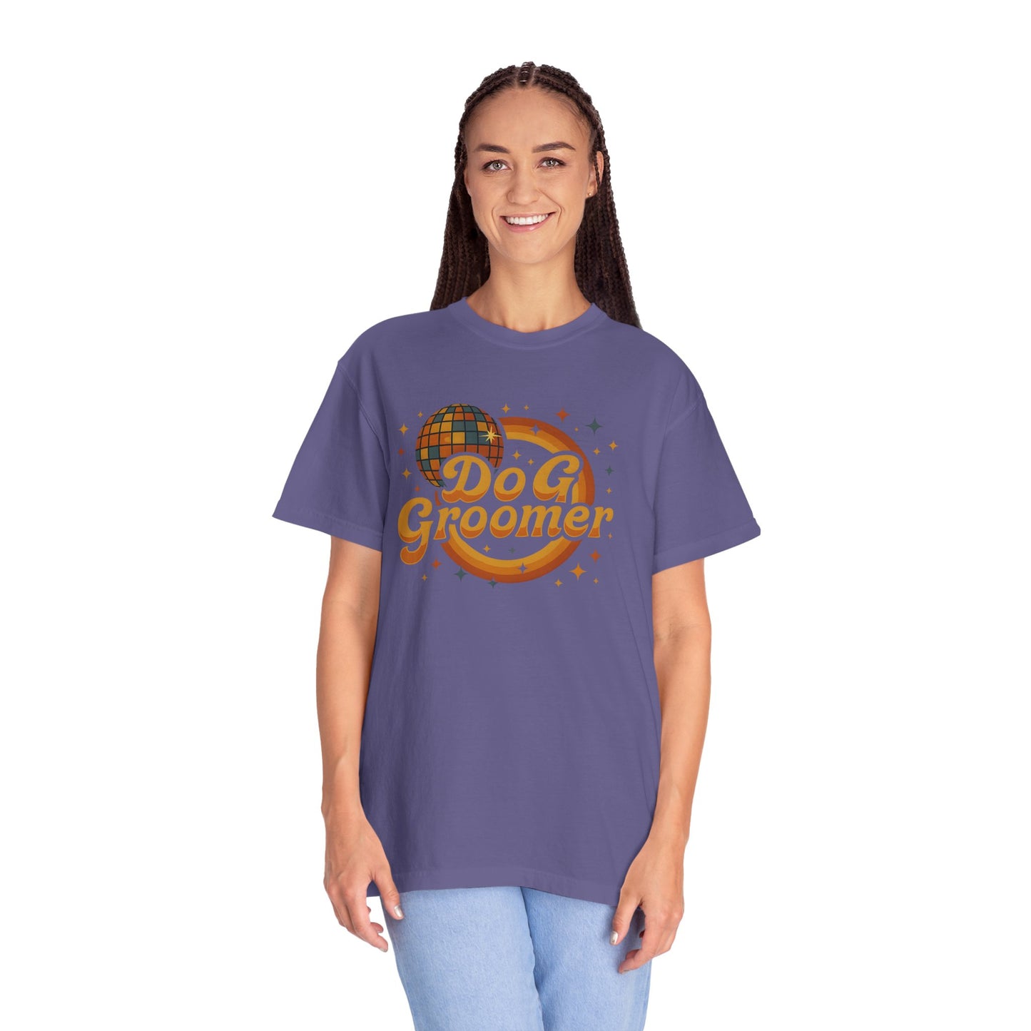 Disco Dog Groomer Unisex Garment-Dyed T-Shirt - Fun Pet Grooming Tee for Dog Lovers