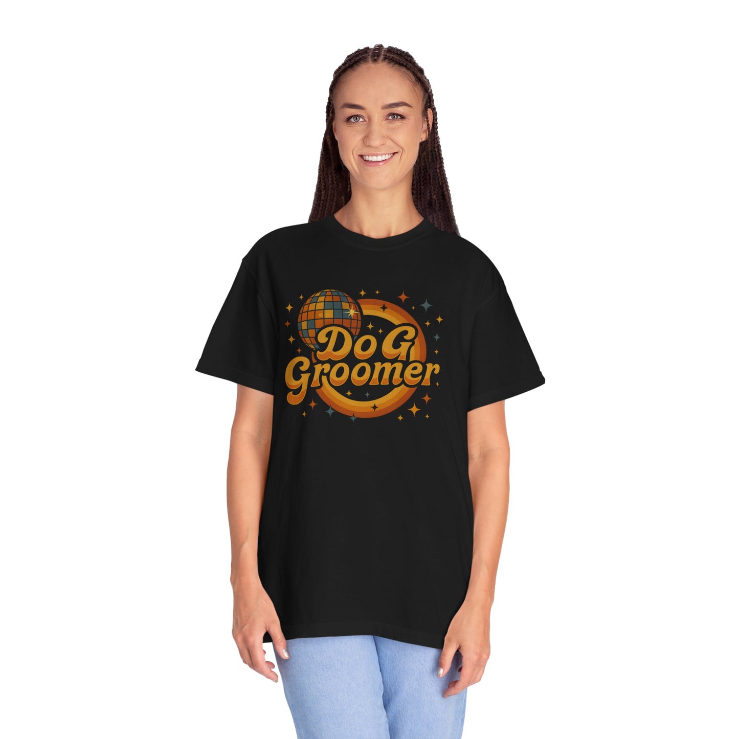 Disco Dog Groomer Unisex Garment-Dyed T-Shirt - Fun Pet Grooming Tee for Dog Lovers