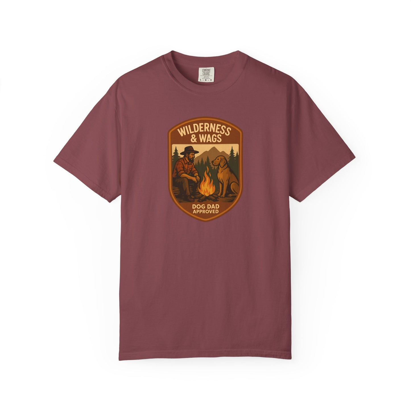 Wilderness & Wags Dog Dad Unisex T-Shirt, Dog Lover Gift, Camping Tee, Father’s Day Apparel, Nature-Inspired Shirt