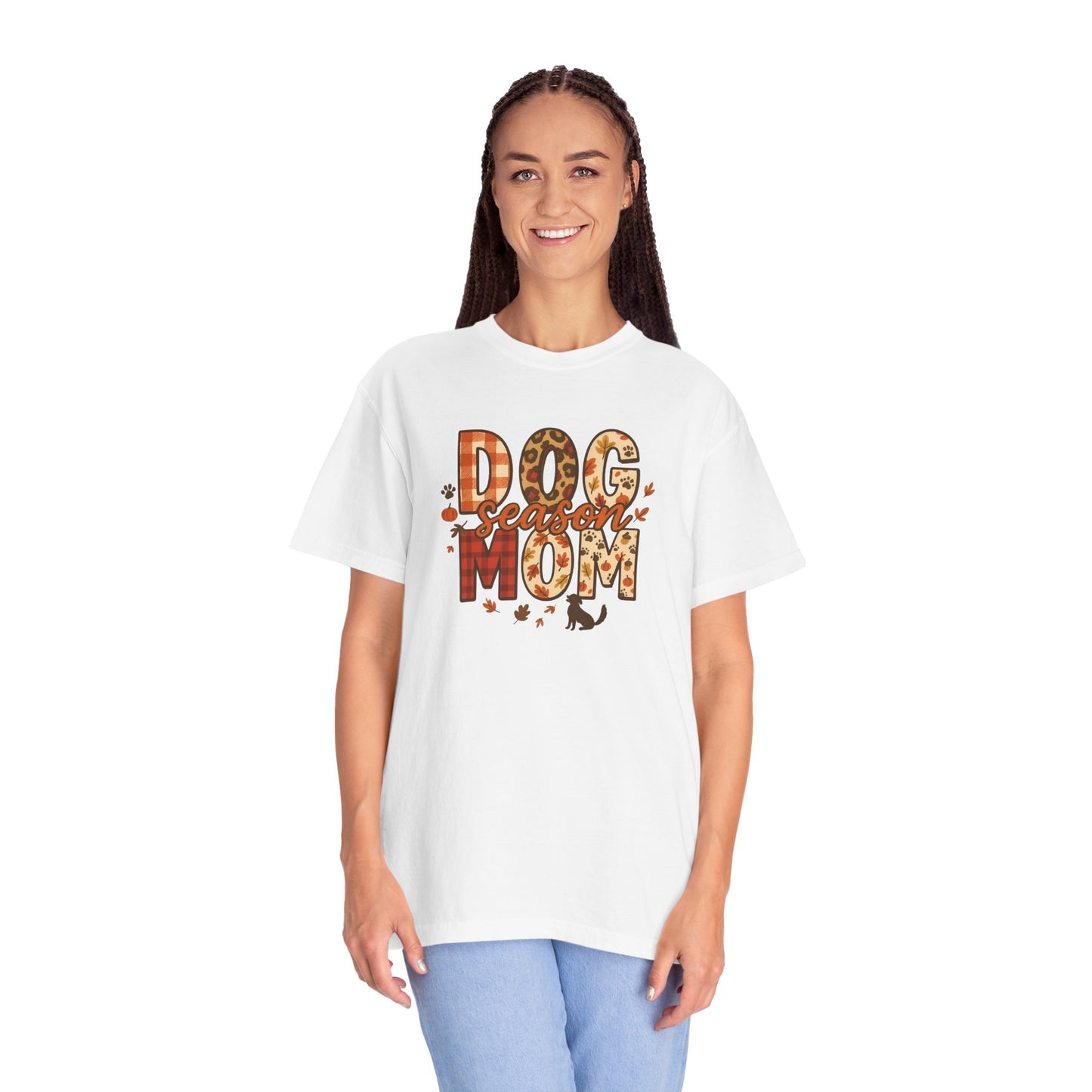 Dog Mom Garment-Dyed T-Shirt | Fun Gift for Dog Lovers, Pet Adoption Celebration, Casual Outfit, Birthday Gift, Animal Lover Tee