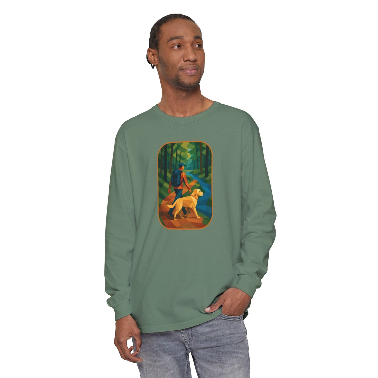 Scenic Dog Walk Design | Casual Comfort, Gift for Dog Lovers, Nature Enthusiasts, Cozy Outfit, Eco-Friendly Wear