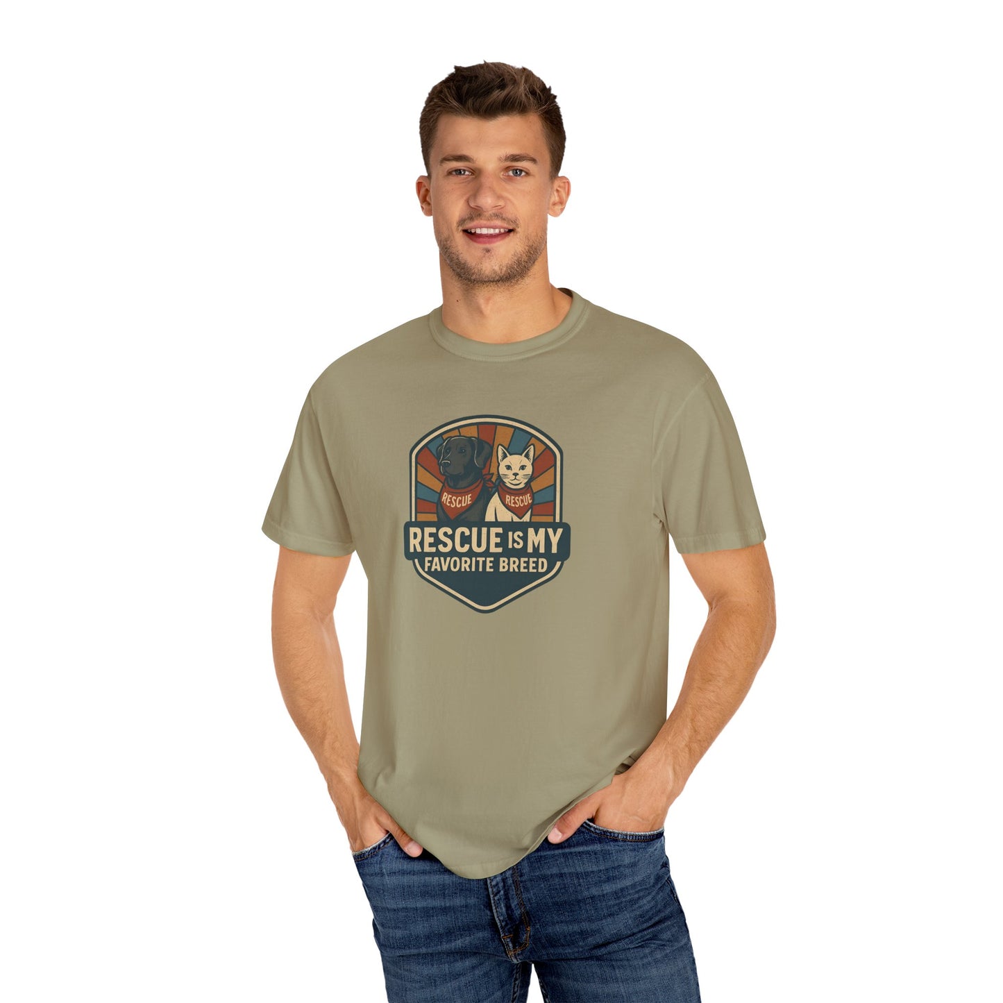 Rescue is My Favorite Breed T-Shirt, Unisex Animal Lover Tee, Pet Adoption Gift, Casual Wear, Dog Lover Shirt, Gift for Him/Her