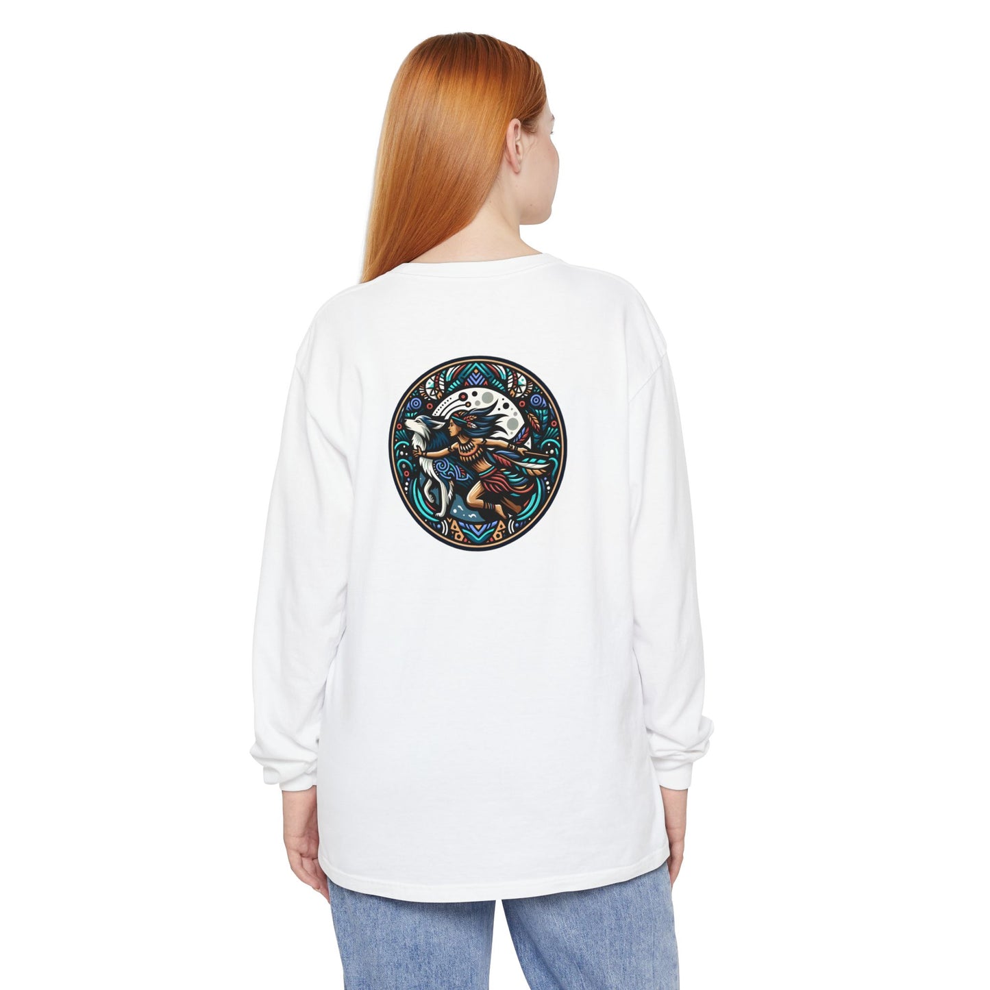 Mystical Indian Princess and a Wolf Long sleeve Tee