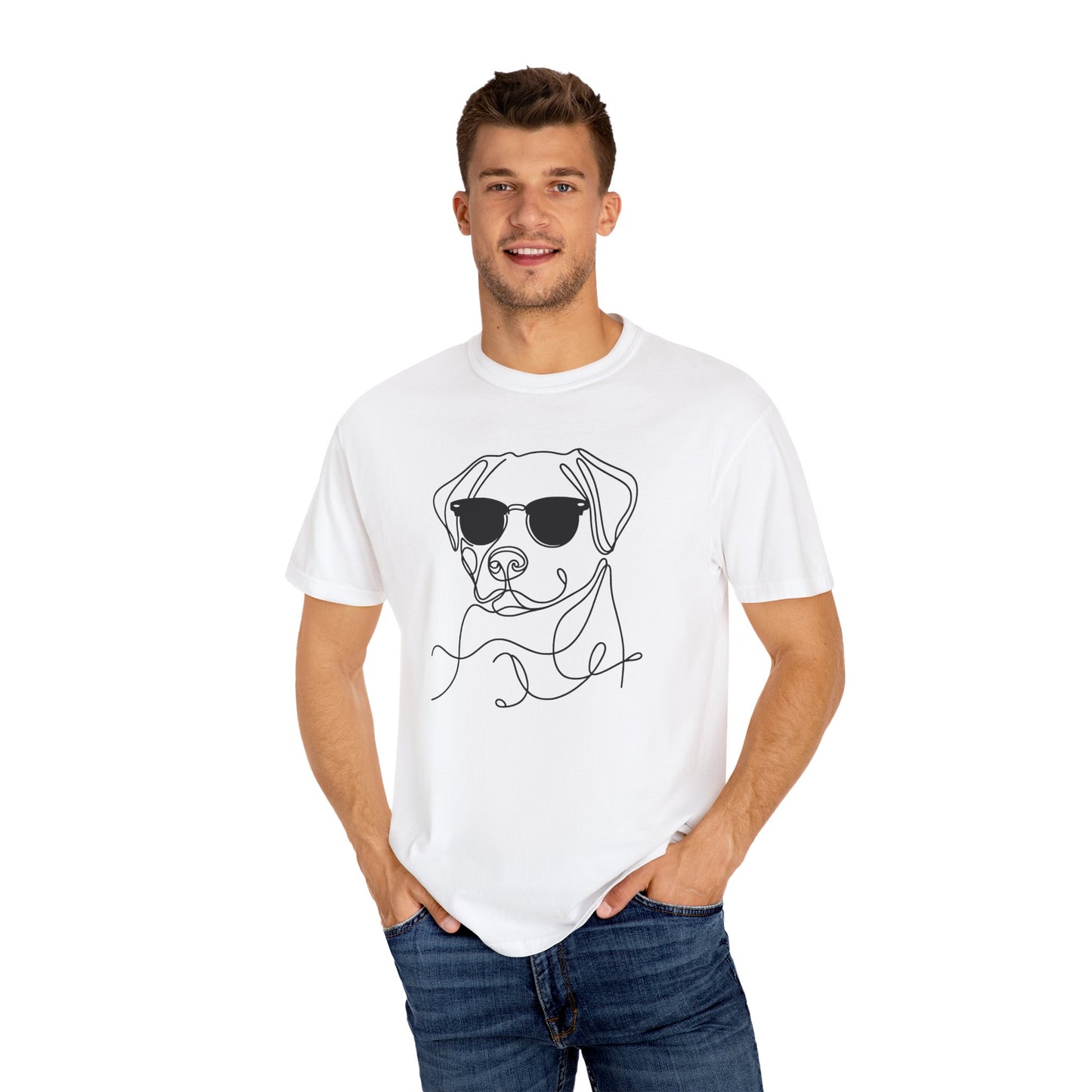 Cool Dog Line Art T-Shirt, Pet Lover Gift, Unisex Tee, Animal Lover Shirt, Casual Wear, Dog Mom Gift, Birthday Present, Dog Themed Apparel