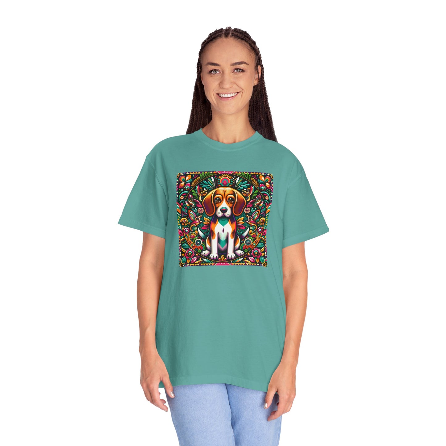Vibrant Dog Art Unisex Garment-Dyed T-Shirt | Colorful Canine Design