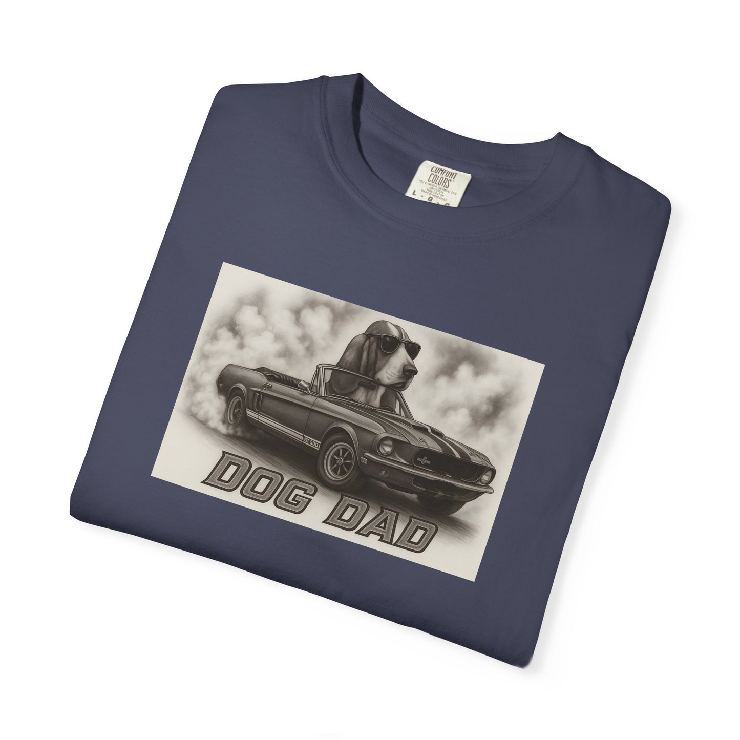 Dog Dad - Basset Hound - Cool Dogs in Cool Cars T-Shirt Collection | Funny Dog Lover Apparel for Men