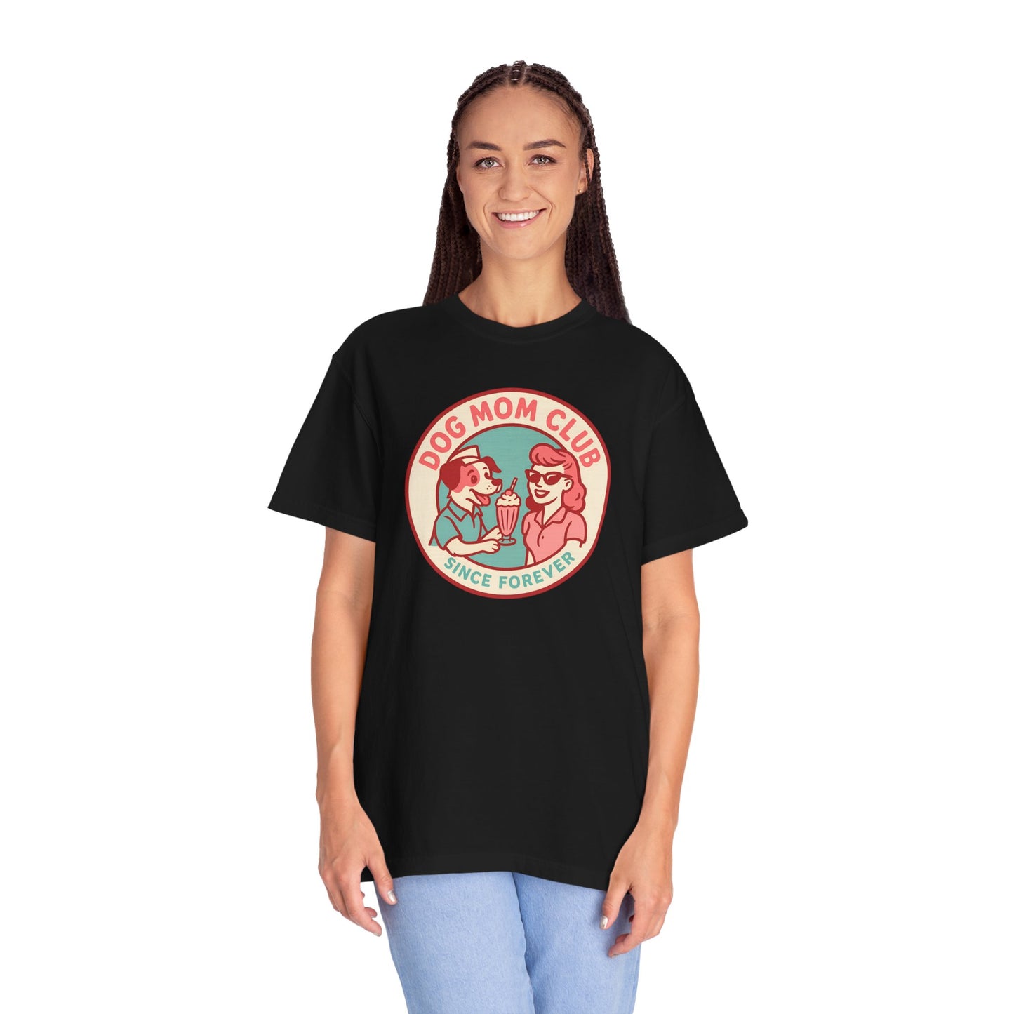 Dog Mom Club Garment-Dyed Tee | Casual Women's T-Shirt | Pet Lover Gift | Dog Mom Apparel | Cute Animal Lover Shirt