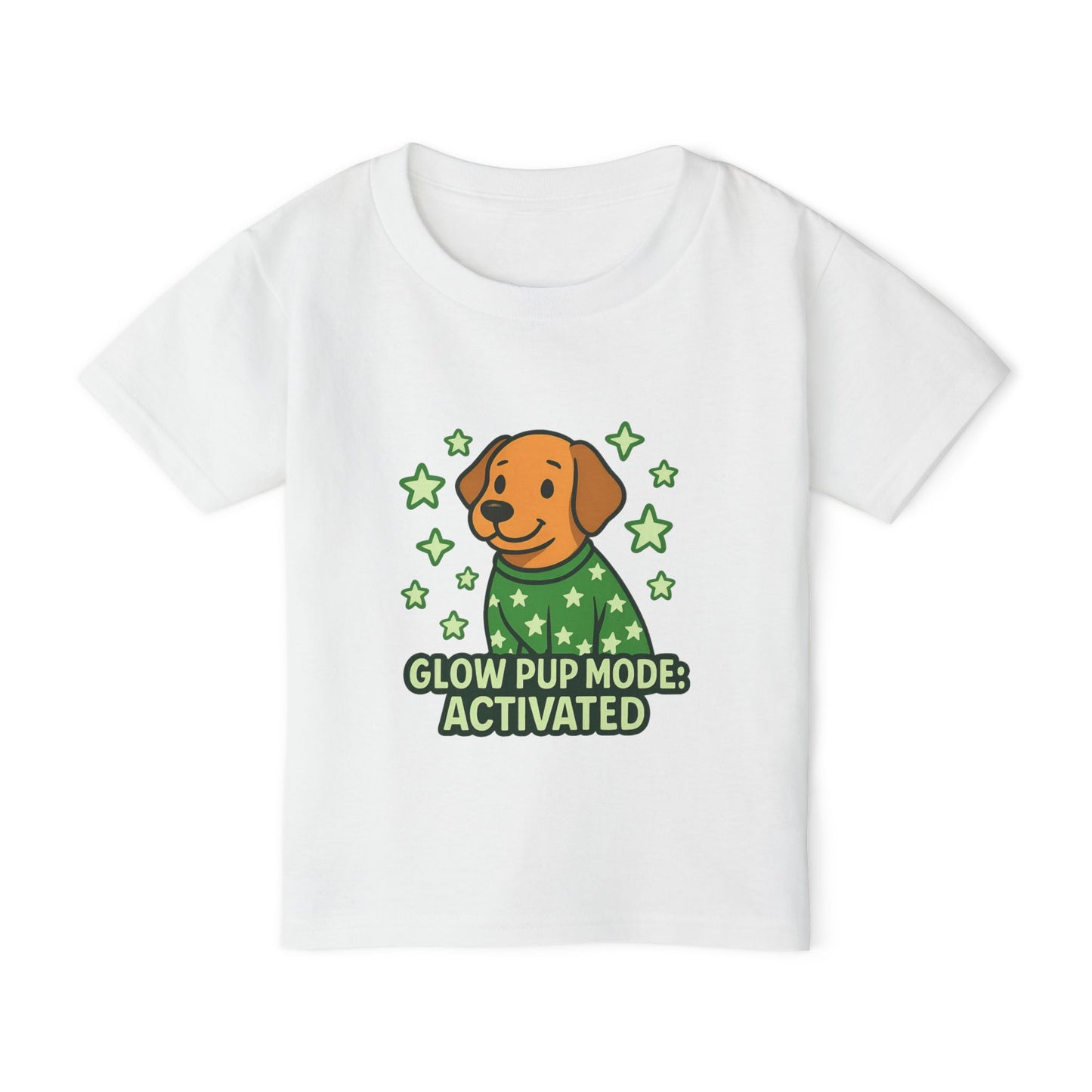 Glow Pup Mode Toddler T-Shirt, Cute Dog Shirt, Kids Graphic Tee, Pet Lover Gift, Playful Toddler Clothing