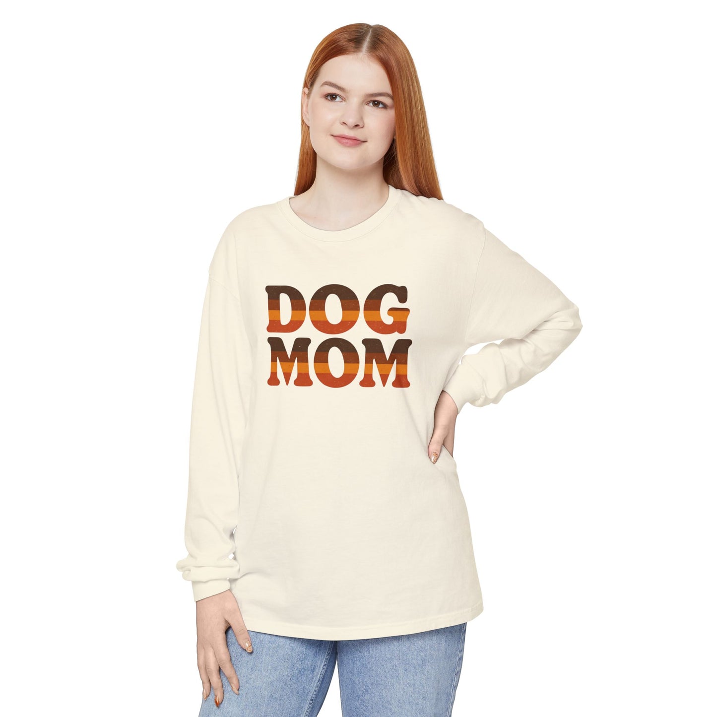 Dog Mom Long Sleeve Tee, Perfect Gift for Dog Lovers, Casual Wear, Pet-Themed Apparel, Great for Birthdays or Holidays