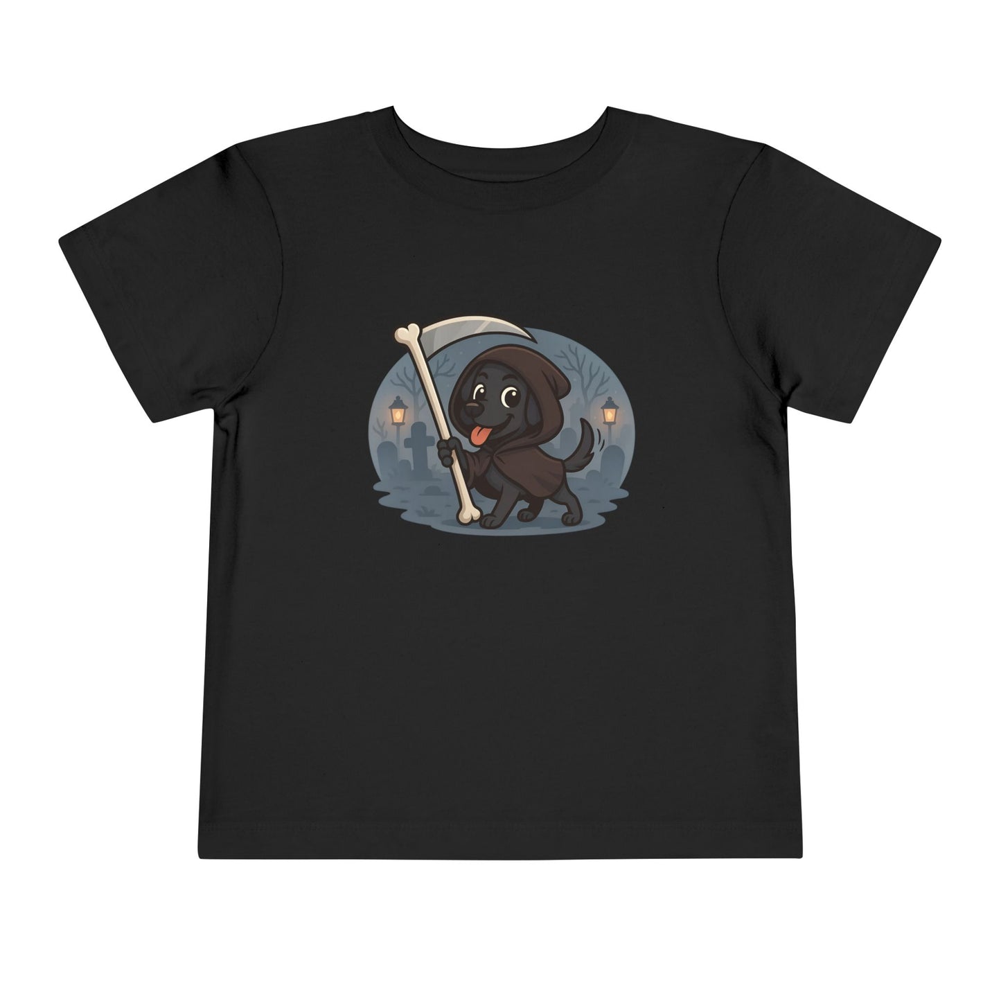Toddler Short Sleeve Tee with Adorable Cartoon Dog, Fun Kids Halloween T-Shirt, Pet Lover Gift, Spooky Season Outfit, Cute Puppy Apparel