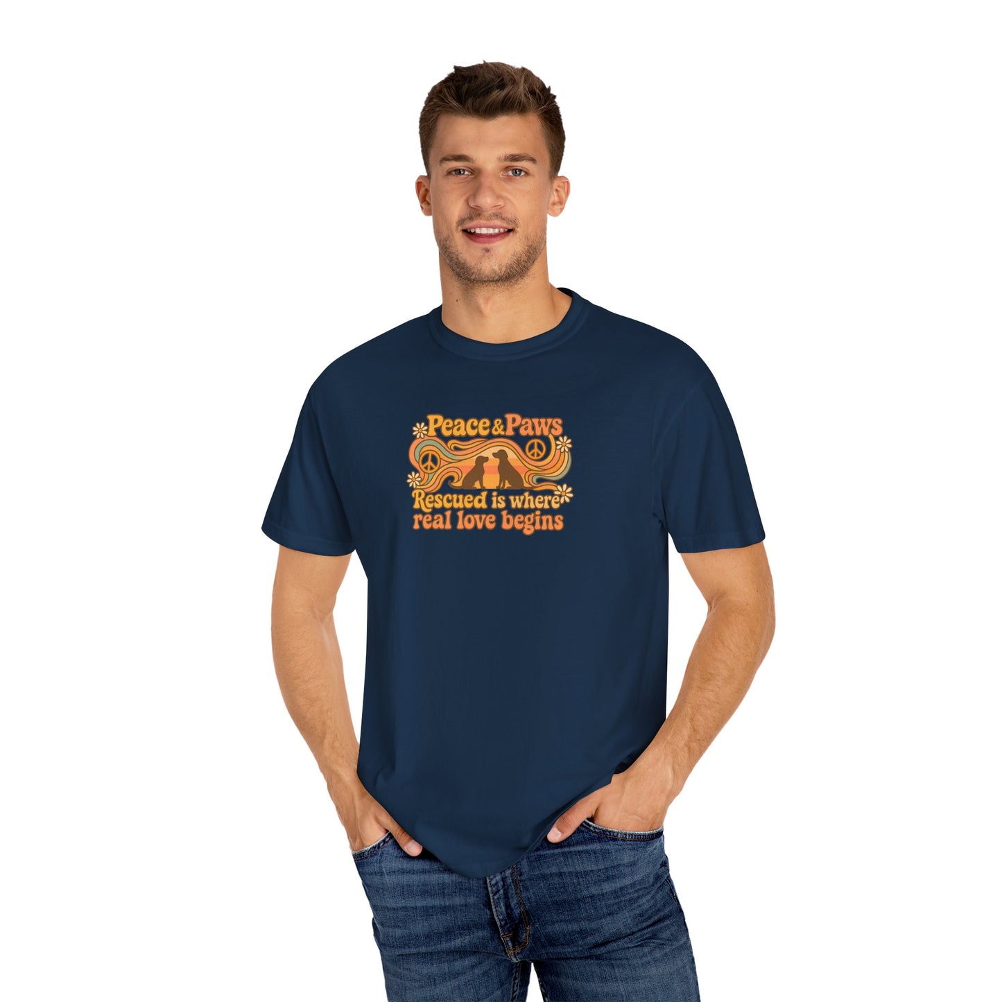 Peace & Paws T-Shirt, Perfect Gift for Couples, Vintage Style Tee, Unisex Casual Wear, Summer Fashion, Statement Shirt