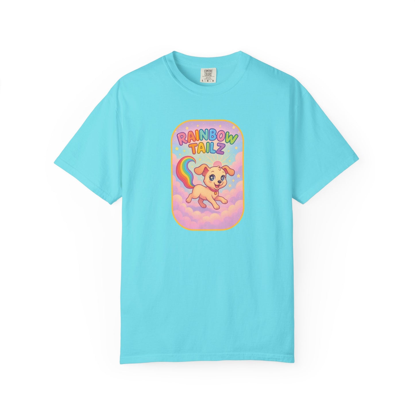 Cute Pet T-Shirt, Rainbow Tail Tee, Graphic Tee for Dog Lovers, Birthday Gift, Cozy Casual Wear, Mother's Day Gift