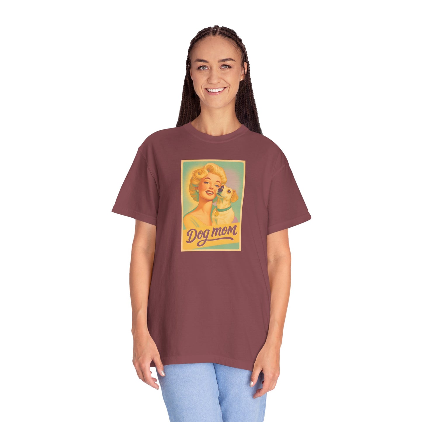Vintage Dog Mom T-shirt - Unisex Garment-Dyed Tee for Dog Lovers