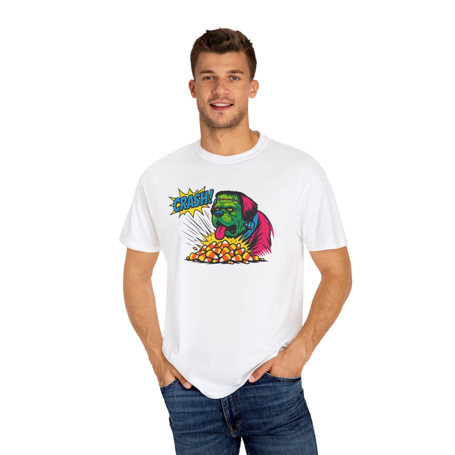 Vibrant Cartoon Graphic Tee, Crash Tee, Funky T-Shirt, Unisex Graphic Shirt, Casual Wear, Fun Gift Idea