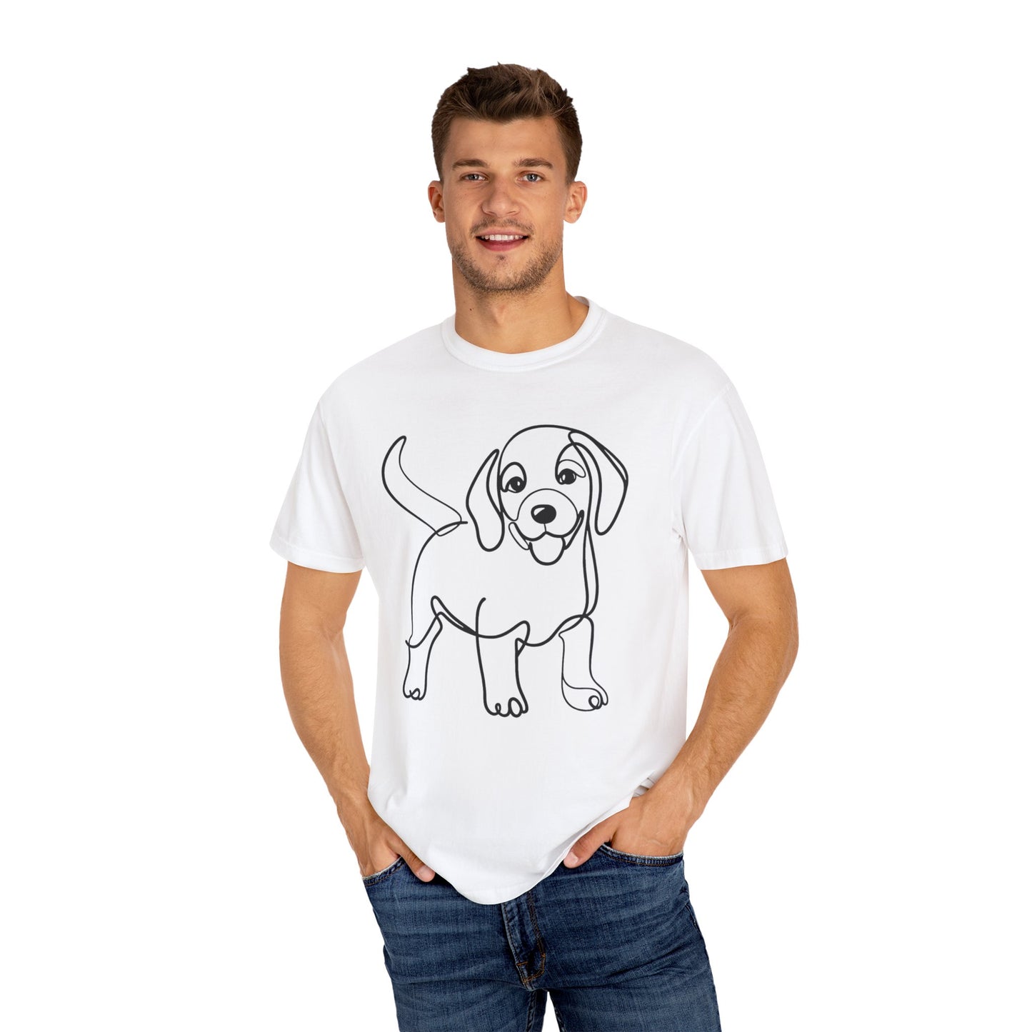 I๐ถ Nose First โ Minimalist Beagle Line Art Tee - Perfect for Dog Lovers
