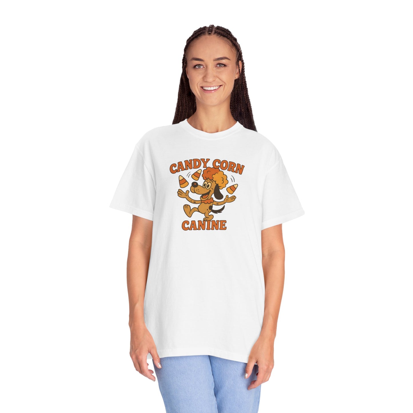Candy Corn Canine T-shirt, Unisex Fall Tee, Halloween Apparel, Pet Lover Gift, Autumn Fashion, Graphic Shirt