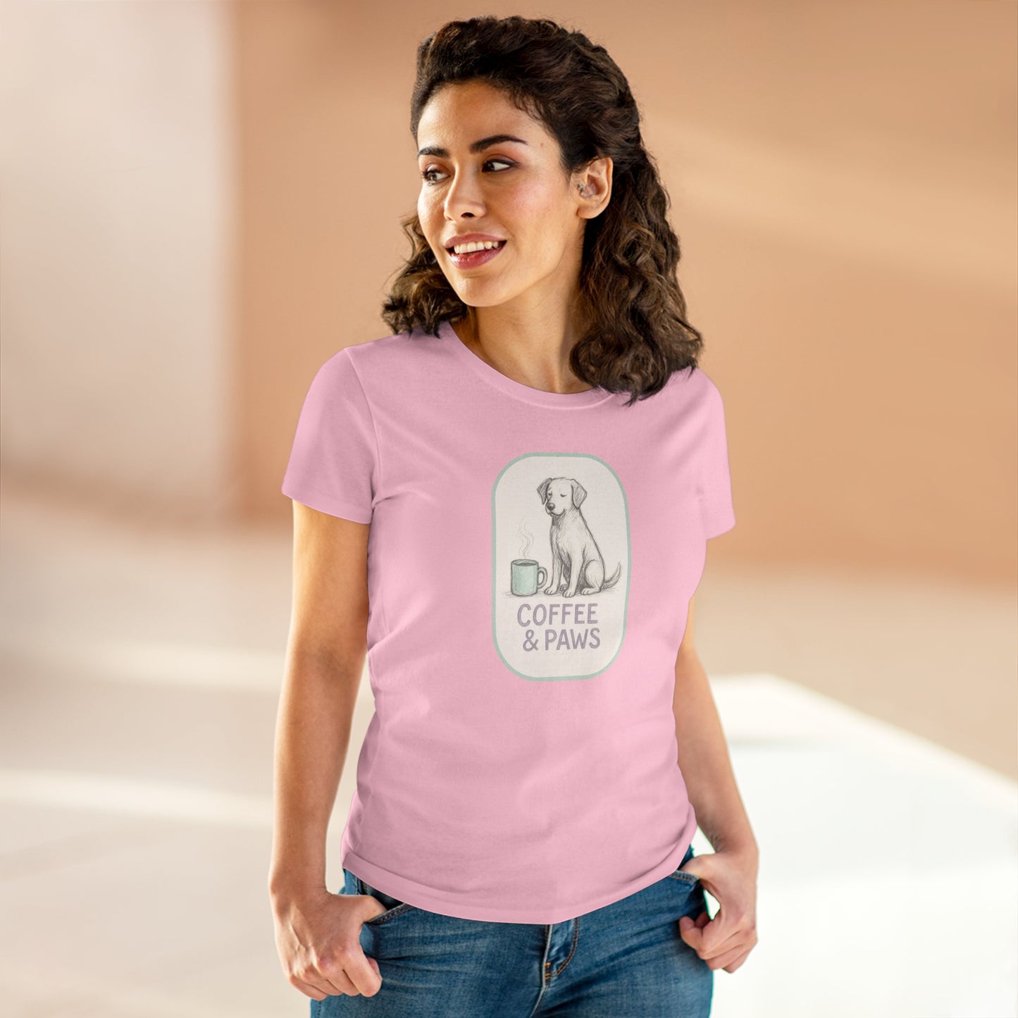 Copy of Coffee & Paws Women's Tee - Cozy Cotton Shirt for Pet Lovers, Casual Wear, Gift for Dog Owners, Dog Mom Merchandise, Animal Lover Tee