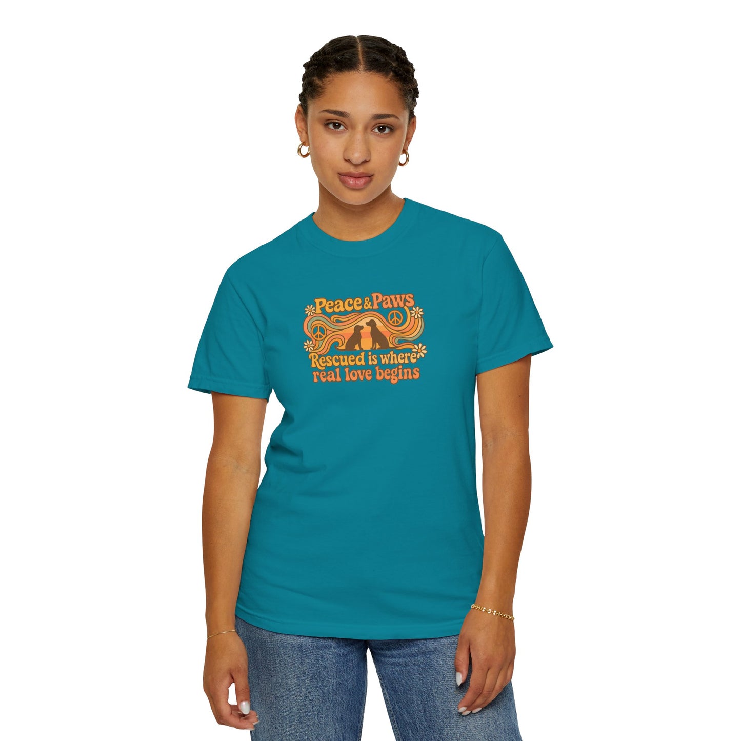 Peace & Paws T-Shirt, Perfect Gift for Couples, Vintage Style Tee, Unisex Casual Wear, Summer Fashion, Statement Shirt