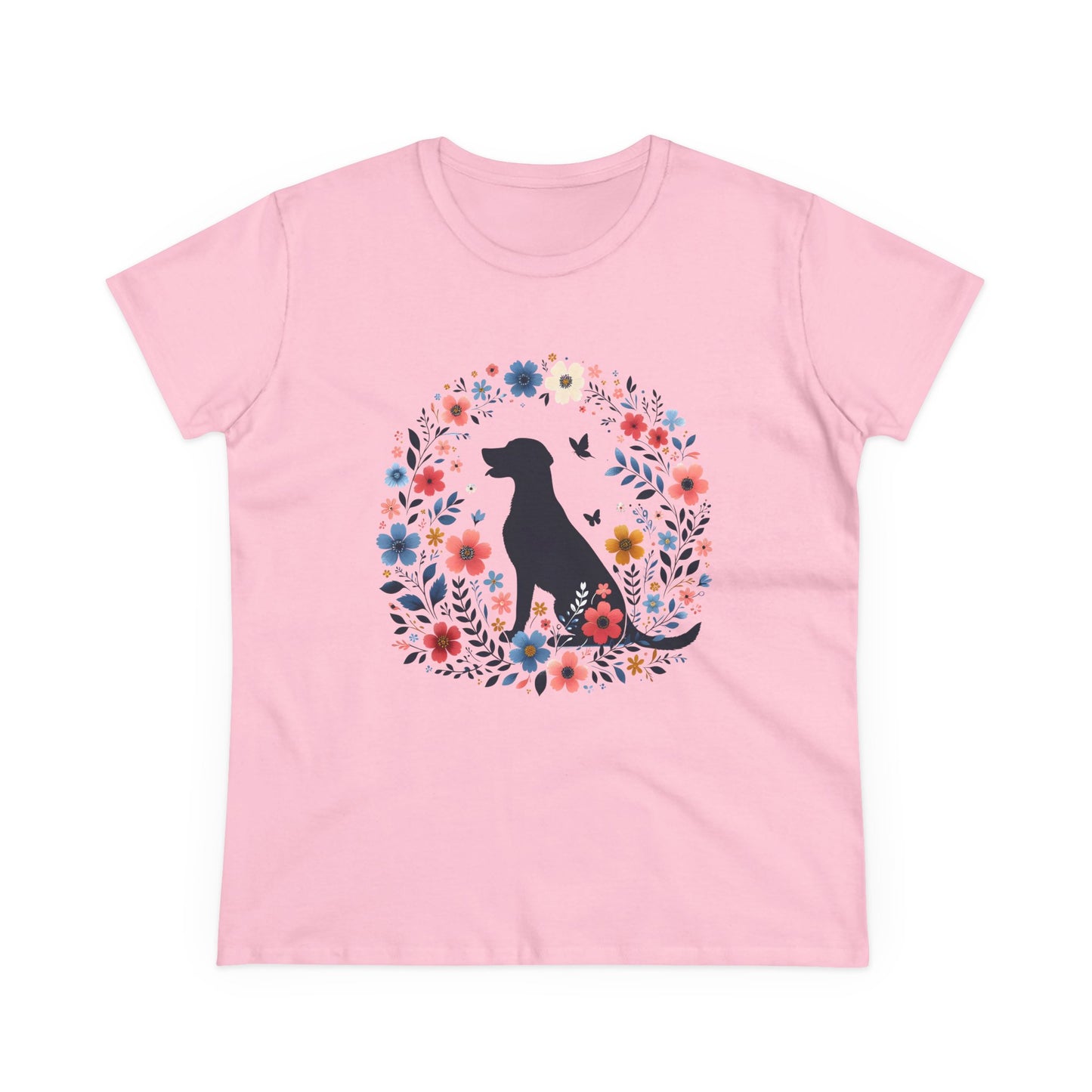 Floral Dog Lover Tee, Cute Pet Shirt, Women’s Casual Cotton Tee, Gift for Dog Moms, Summer Style T-Shirt, Animal Lover Apparel