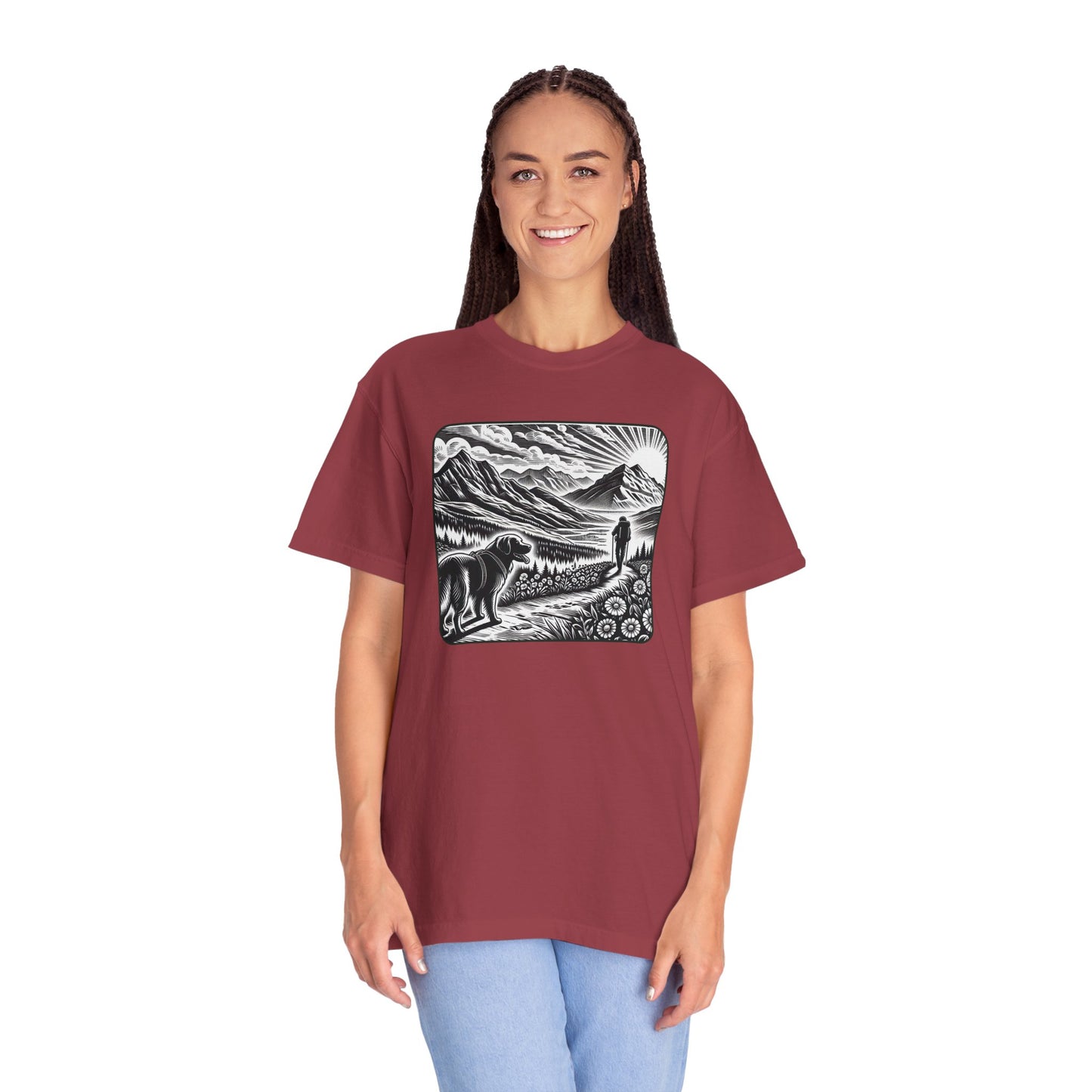 Hiker Unisex Garment-Dyed T-Shirt with Nature Design - Perfect for Outdoor Lovers