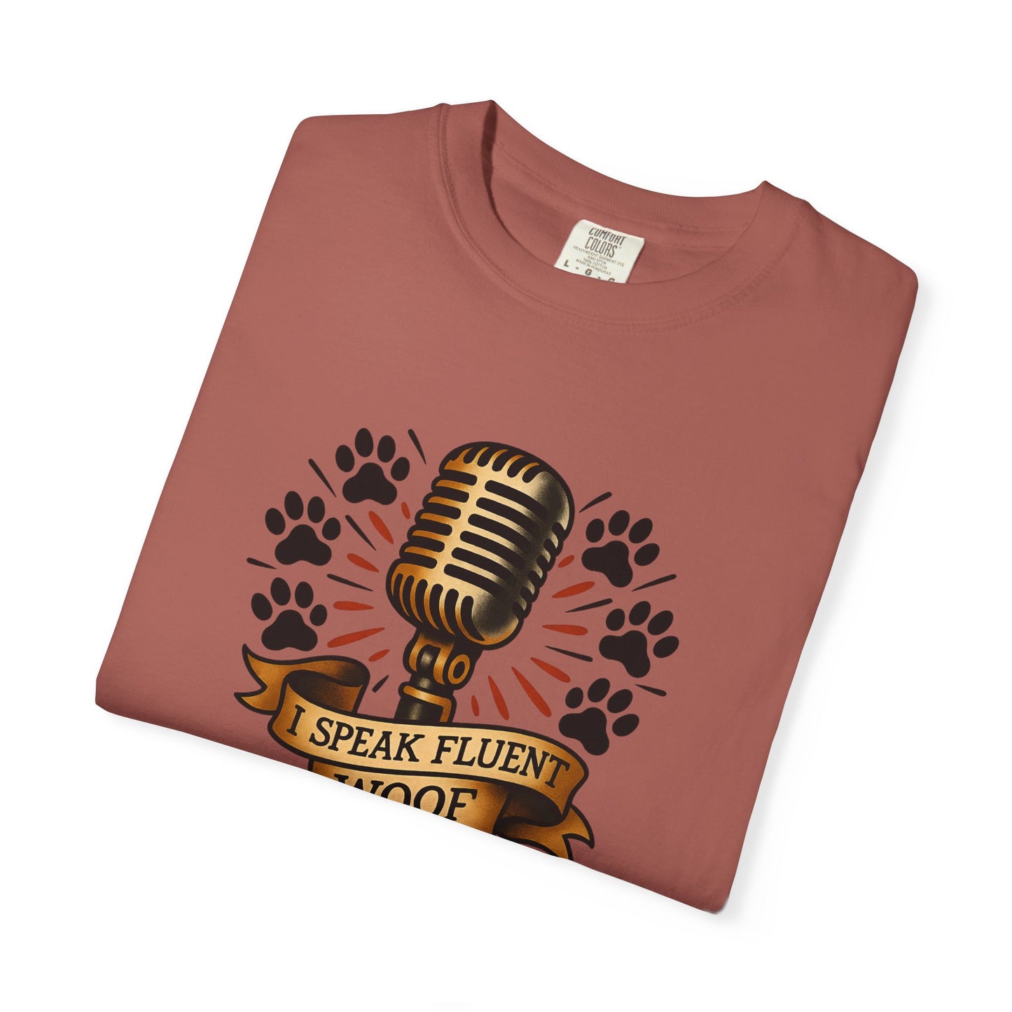 Fluent Woof T-Shirt - Funny Dog Lover Tee, Gift for Pet Owners, Casual Wear, Birthday Gift, Animal Lover Shirt