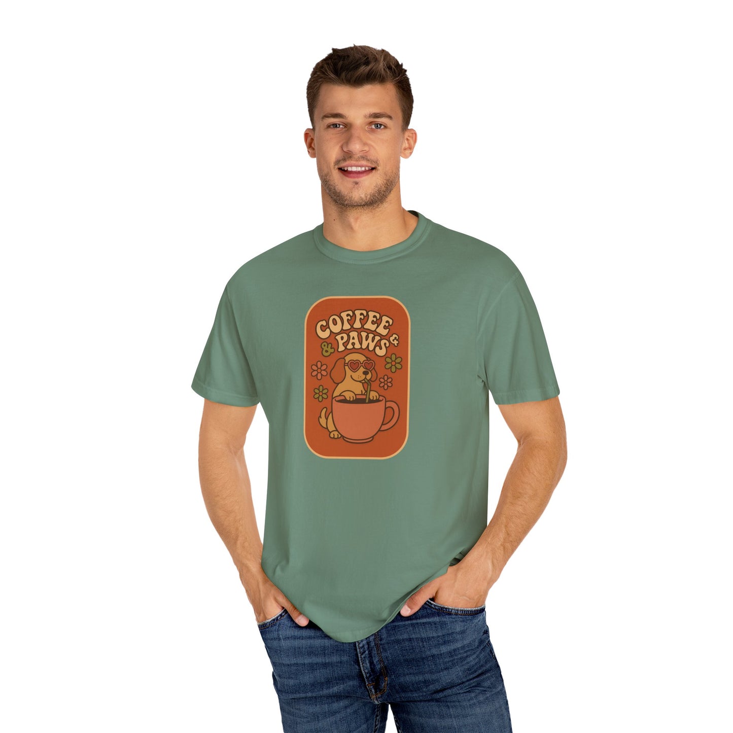 Coffee Paws Unisex T-shirt - Perfect for Dog Lovers, Casual Wear, Gift for Pet Owners, Cozy Vibe, Every Day Wear