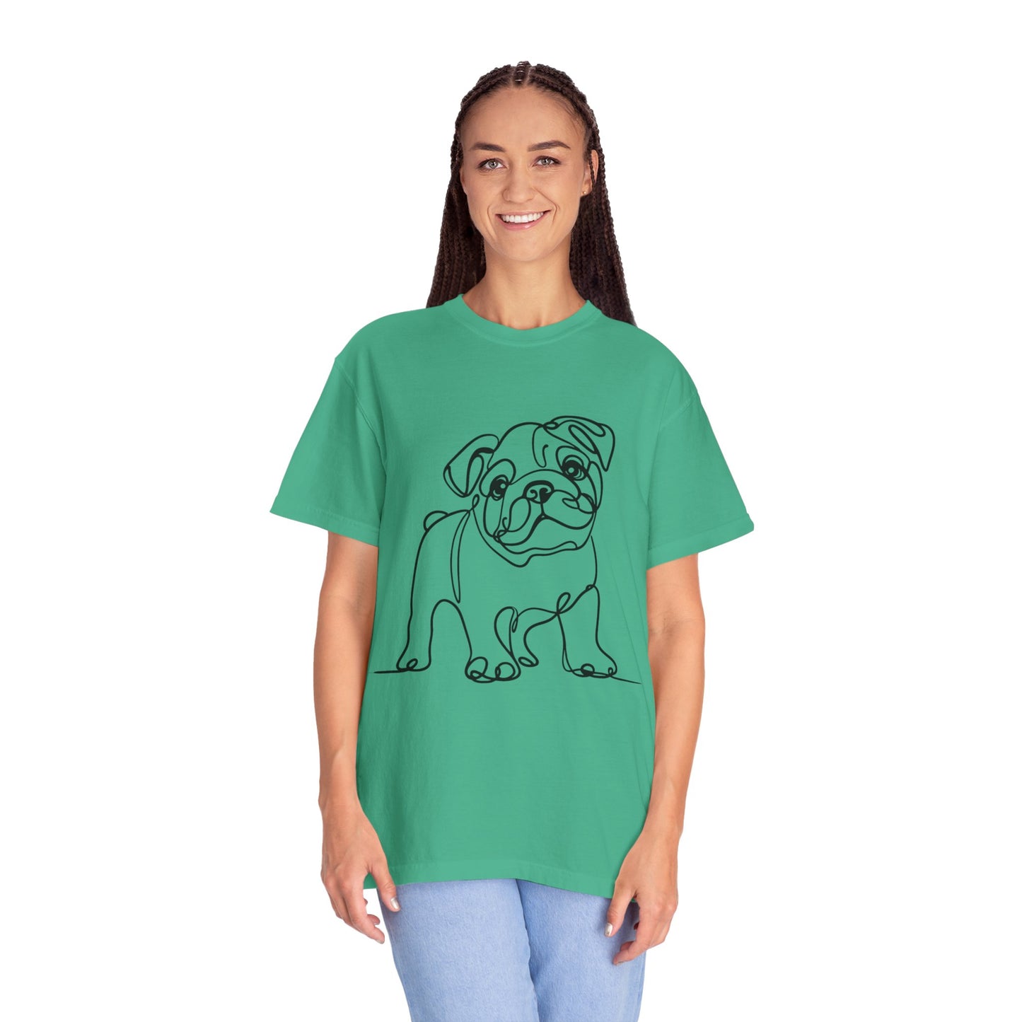 Unisex Garment-Dyed T-shirt with Minimalist Bulldog Design