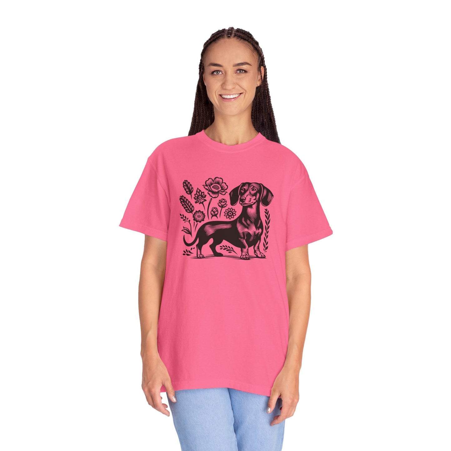 Floral Dachshund Unisex T-Shirt - Comfy Pet Lover Gift