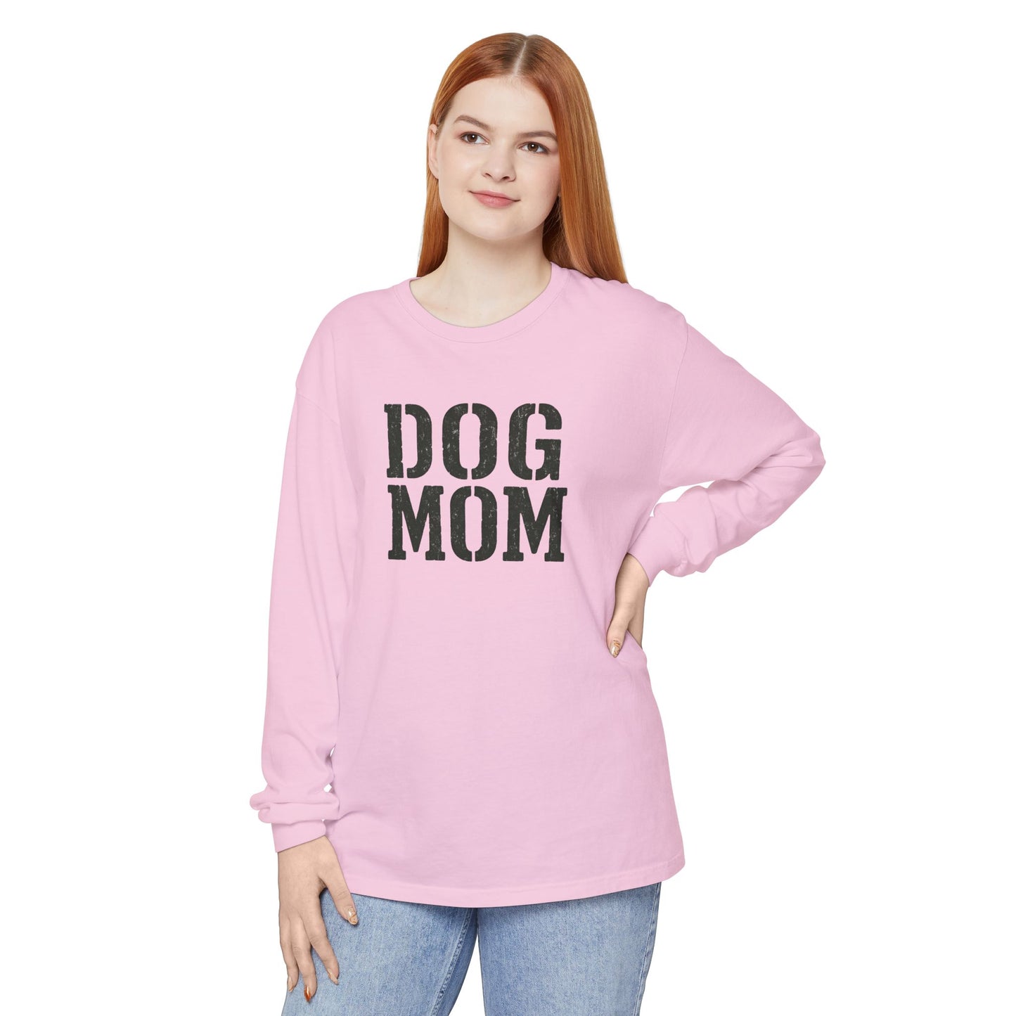 Dog Mom Long Sleeve T-Shirt | Gift for Dog Lovers, Casual Wear, Pet Owner Apparel, Perfect for Birthdays, Mother’s Day