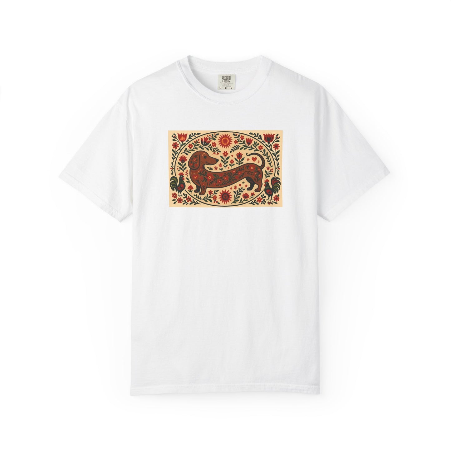 Artistic Garment-Dyed Unisex T-Shirt - Handcrafted Floral Design