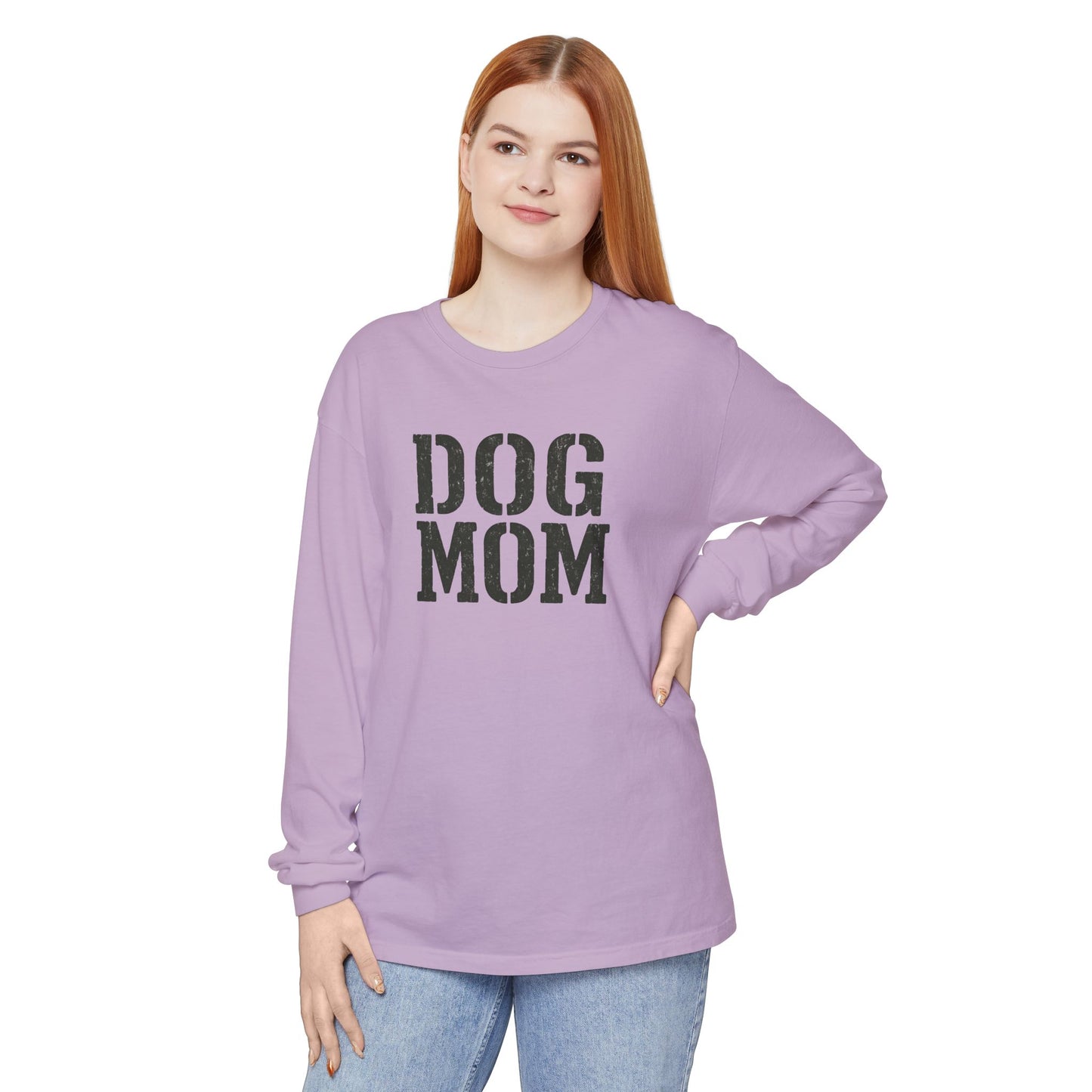 Dog Mom Long Sleeve T-Shirt | Gift for Dog Lovers, Casual Wear, Pet Owner Apparel, Perfect for Birthdays, Mother’s Day