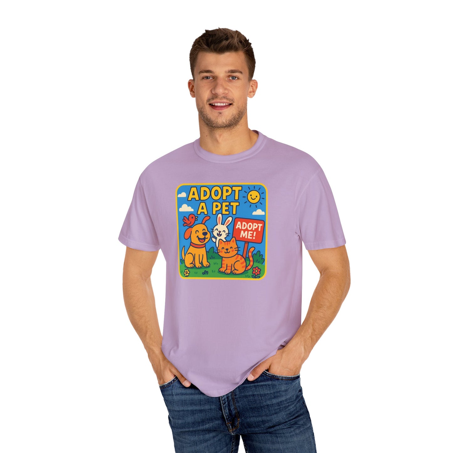 Adopt a Pet T-Shirt - Unisex Garment-Dyed Tee for Animal Lovers
