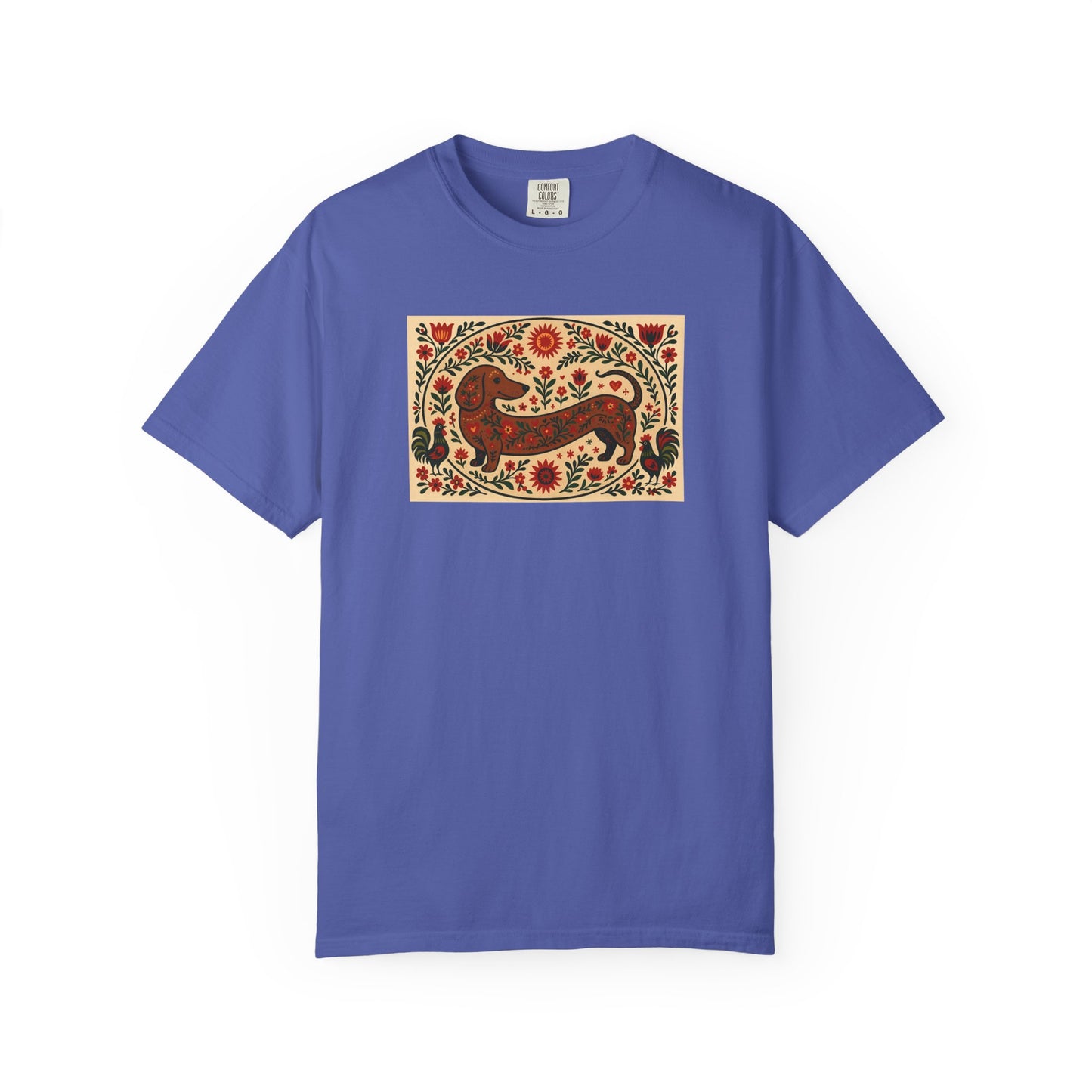 Artistic Garment-Dyed Unisex T-Shirt - Handcrafted Floral Design