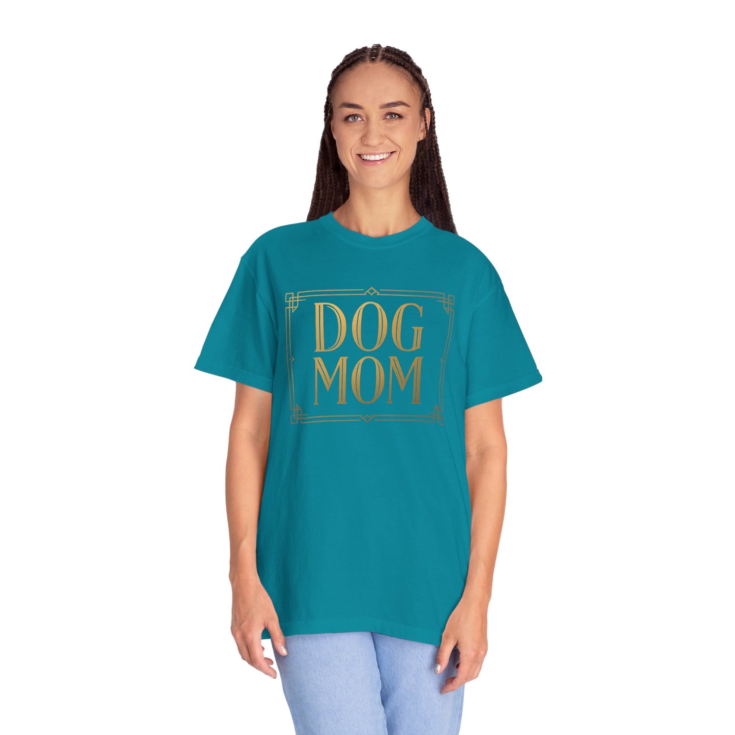 Dog Mom Garment-Dyed Unisex T-Shirt, Pet Lover Gift, Dog Owner Apparel, Casual Wear for Dog Moms, Birthday or Mother's Day Gift