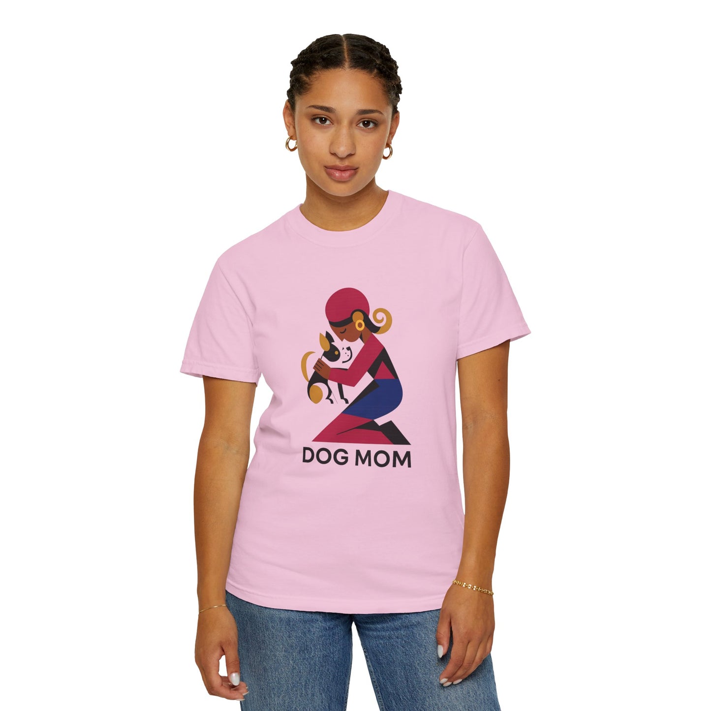 Dog Mom Garment-Dyed T-Shirt, Gift for Dog Lovers, Casual Wear, Pet Owner Apparel, Mother's Day Gift, Animal Lover Tee