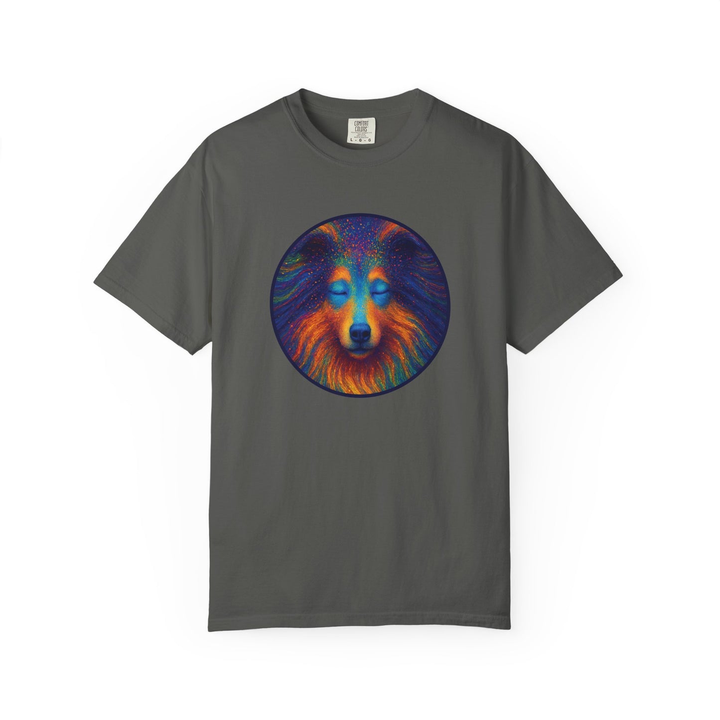 Vibrant Art T-Shirt, Psychedelic Collie Shirt, Unisex Tee, Unique Graphic Tee, Bohemian Style T-Shirt, Nature Lover Gift