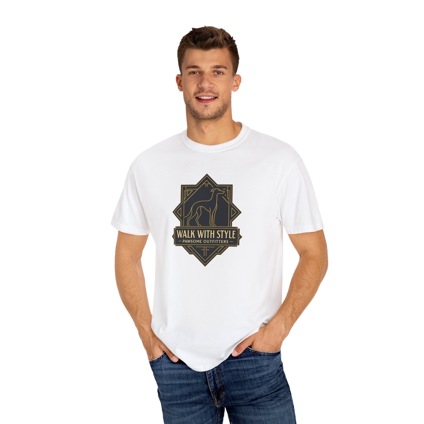 Stylish Unisex Tee - Walk with Style Graphic Shirt, Casual Wear, Gift for Dog Lovers, Relaxed Fit, Everyday Comfort