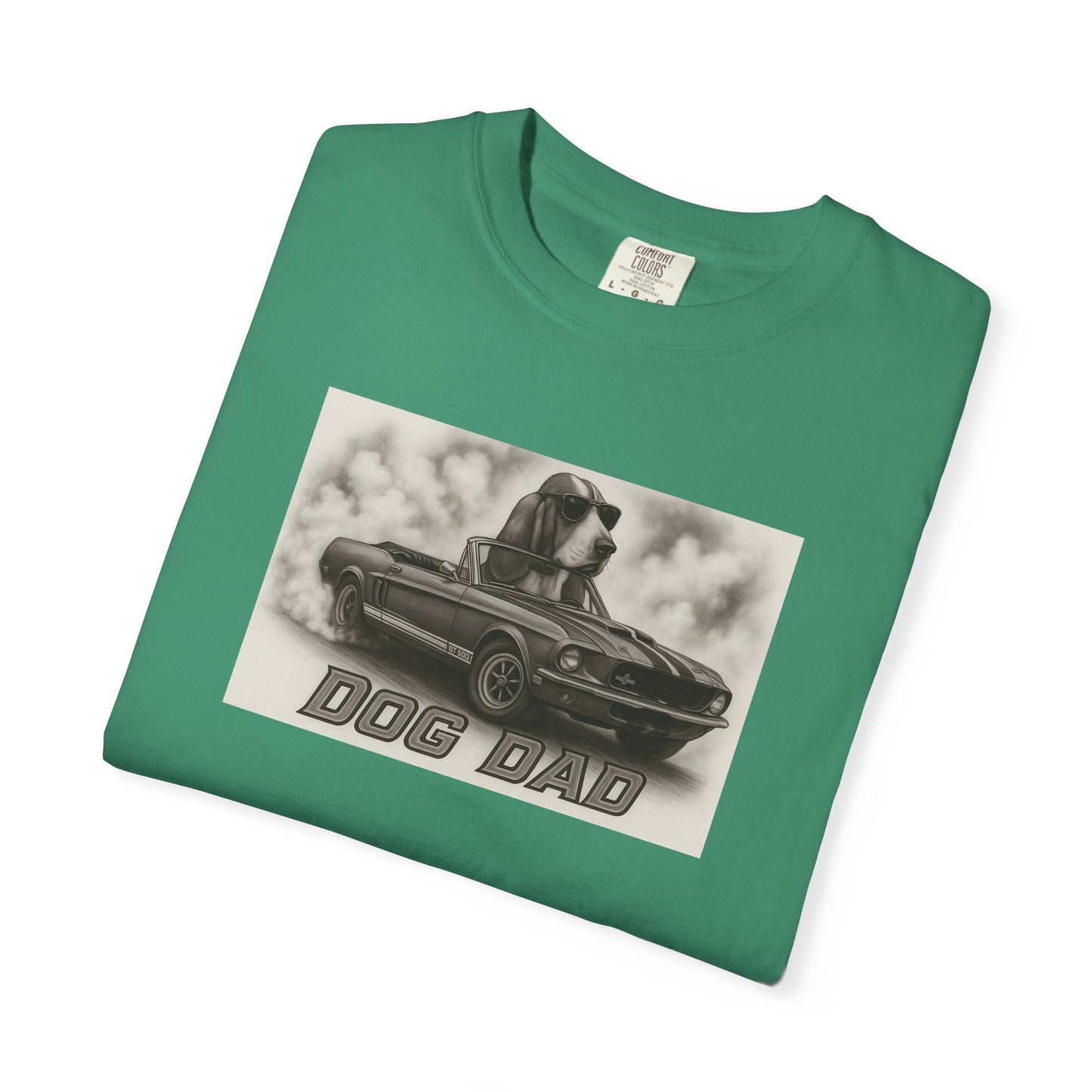 Dog Dad - Basset Hound - Cool Dogs in Cool Cars T-Shirt Collection | Funny Dog Lover Apparel for Men