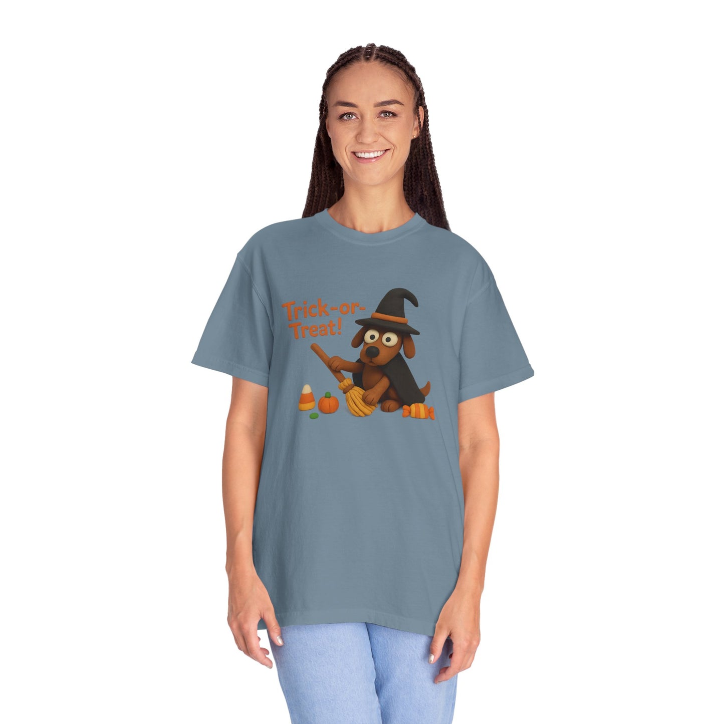 Cute Halloween Dog T-Shirt, Trick-or-Treat Shirt, Fall Apparel, Pet Lover Gift, Unisex Halloween Clothing, Animal Lover Tee