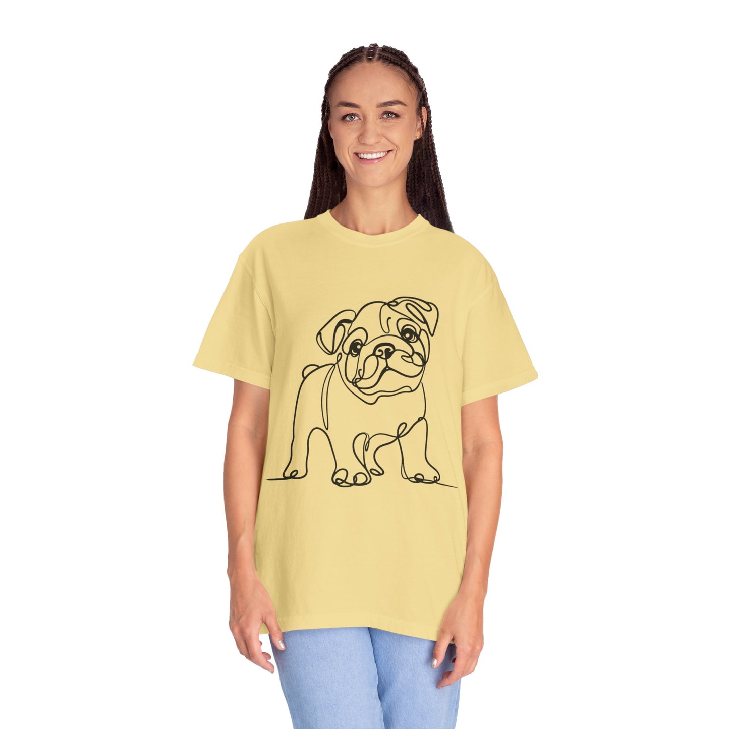Unisex Garment-Dyed T-shirt with Minimalist Bulldog Design
