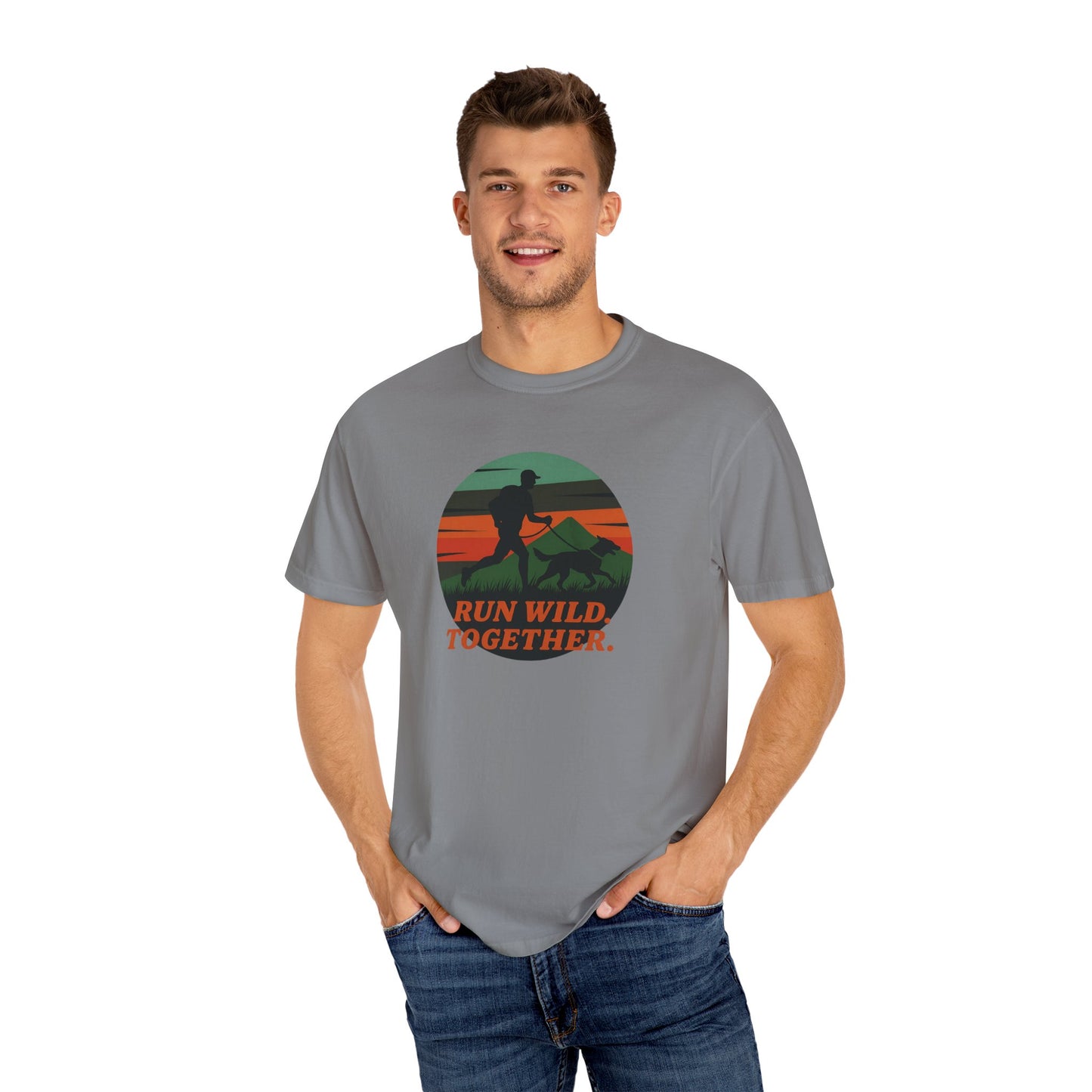 Canicross - Unisex Garment-Dyed T-Shirt - Run Wild Together Adventure Tee