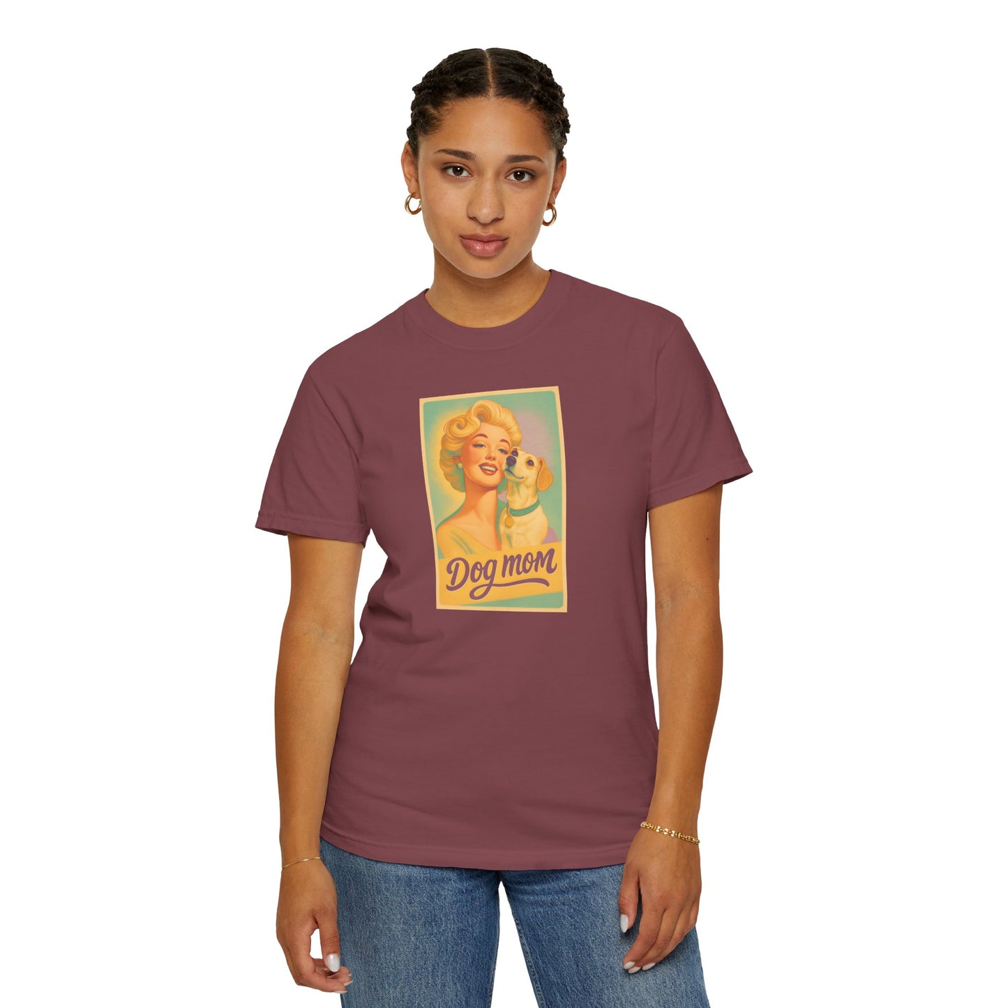 Vintage Dog Mom T-shirt - Unisex Garment-Dyed Tee for Dog Lovers