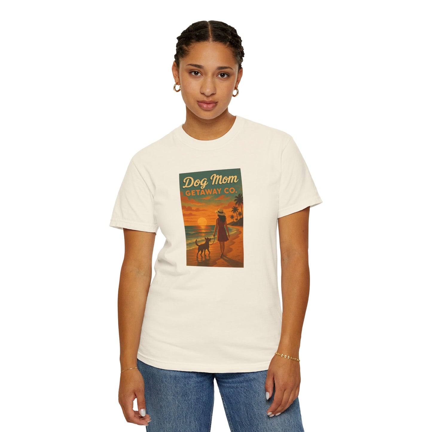 Dog Mom Sunset Tee, Unisex T-Shirt, Dog Lover Gift, Summer Vacation Shirt, Pet Parent Apparel, Casual Everyday Wear