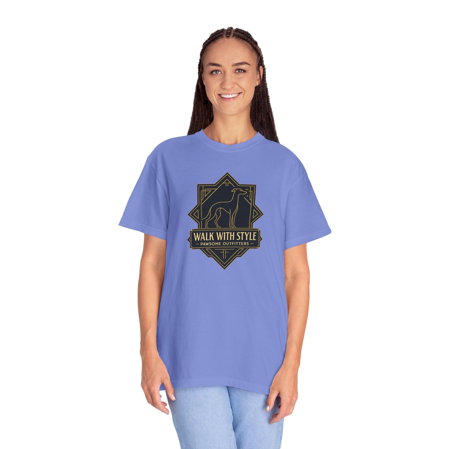 Stylish Unisex Tee - Walk with Style Graphic Shirt, Casual Wear, Gift for Dog Lovers, Relaxed Fit, Everyday Comfort