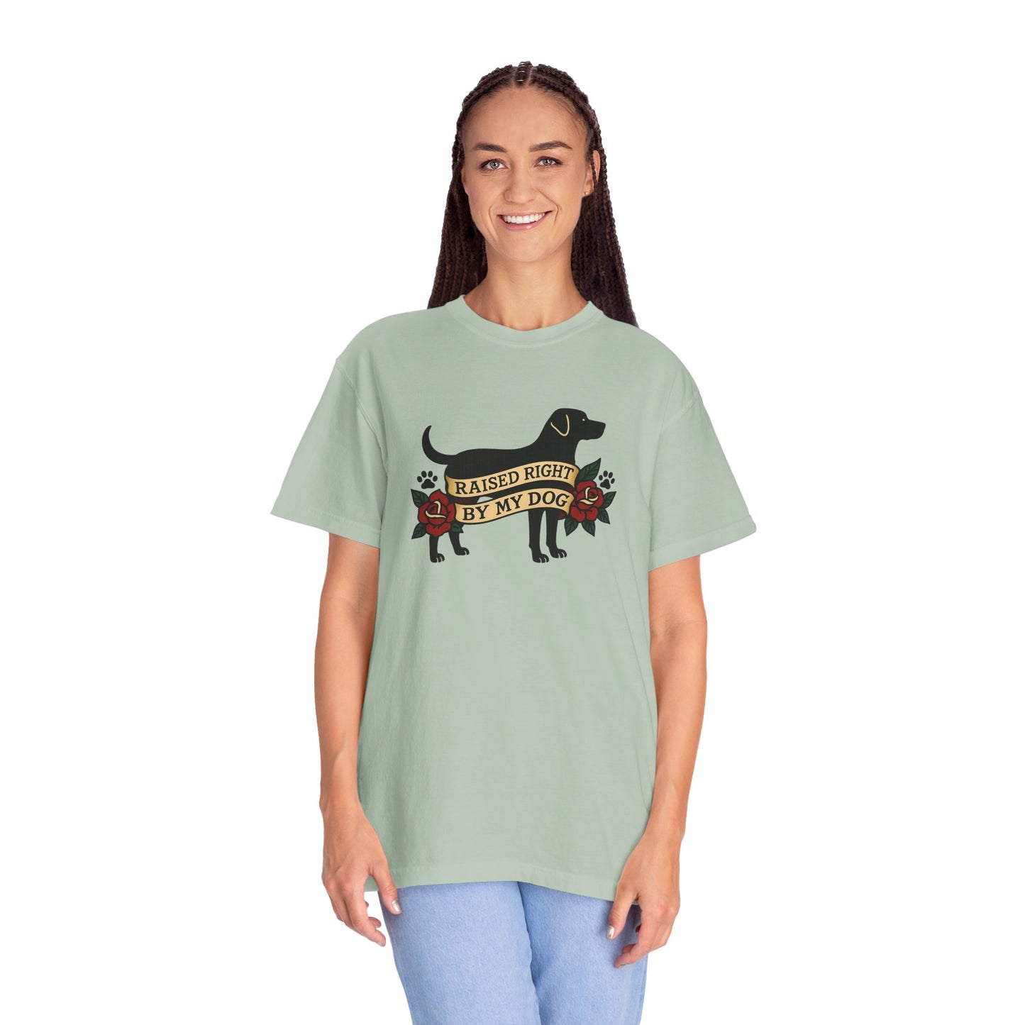 Raised Right by My Dog Tee, Unisex Pet-Themed Apparel, Gift for Dog Owners, Cute Canine Shirt