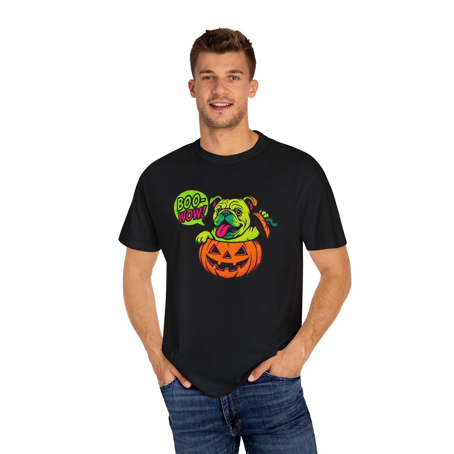 Playful Halloween Dog T-Shirt, Fun Casual Tee, Pet Lovers Gift, Fall Fashion, Trick or Treat Shirt, Unique Graphic Tee