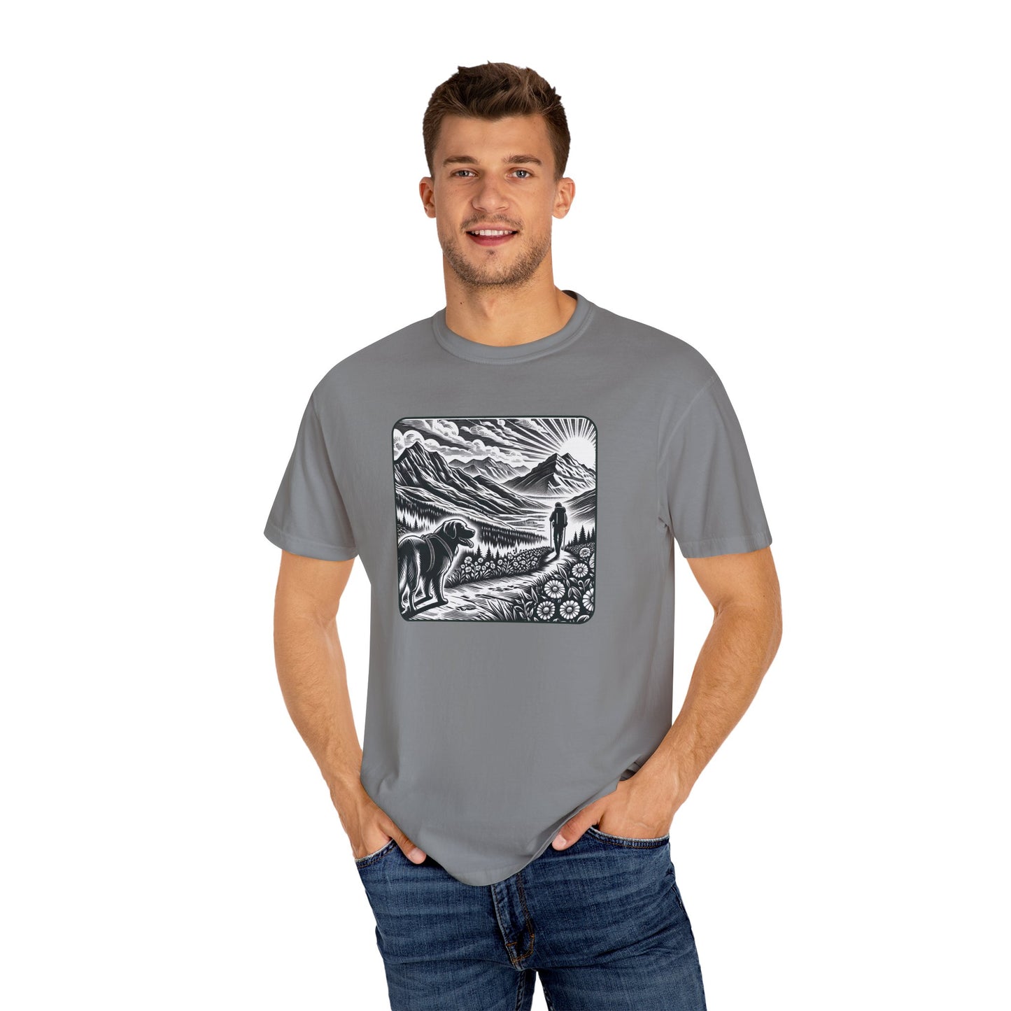 Hiker Unisex Garment-Dyed T-Shirt with Nature Design - Perfect for Outdoor Lovers